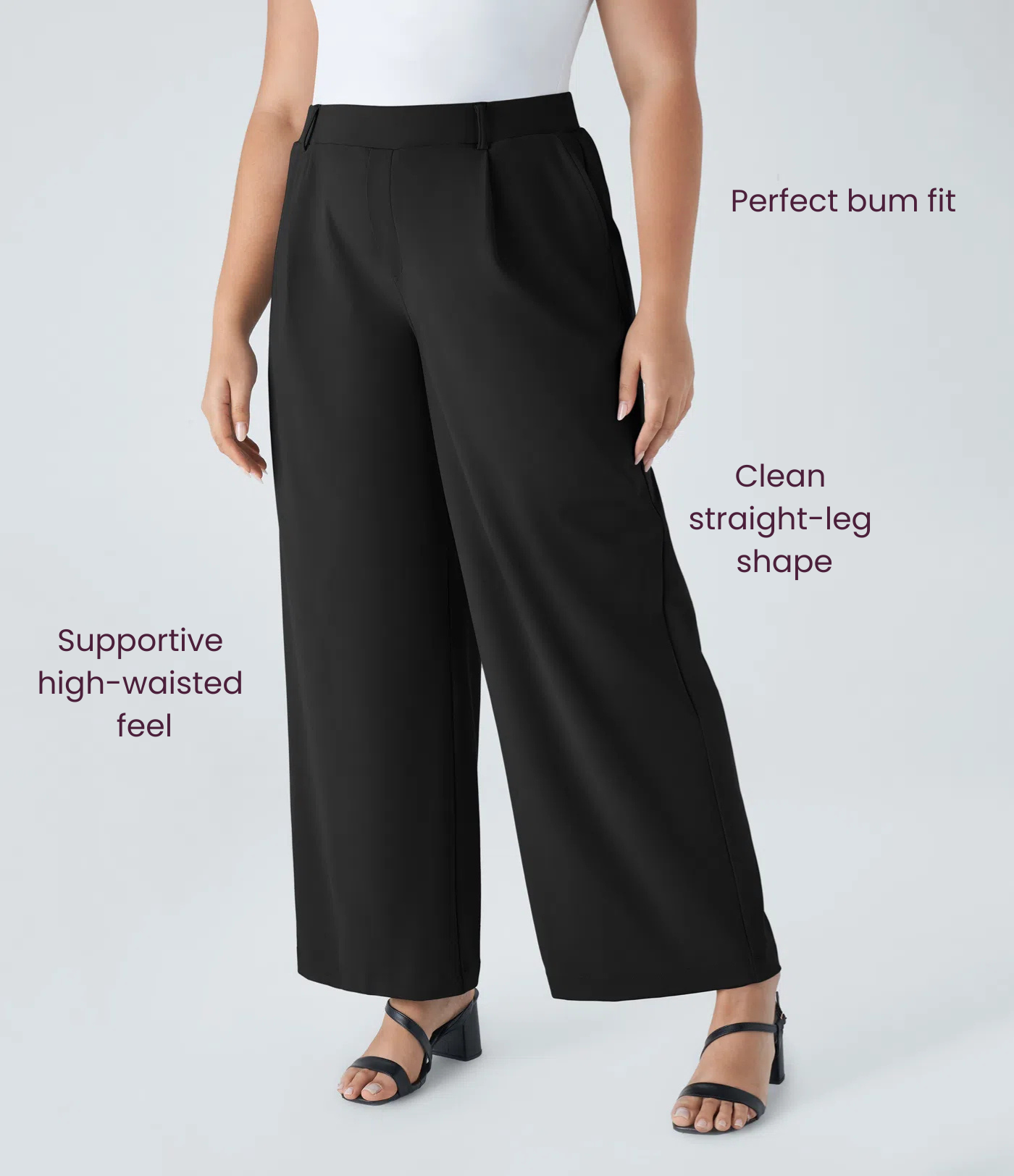 BumFlair - DayStretch High Waisted Pocket Straight Leg Work Plus Size Pants