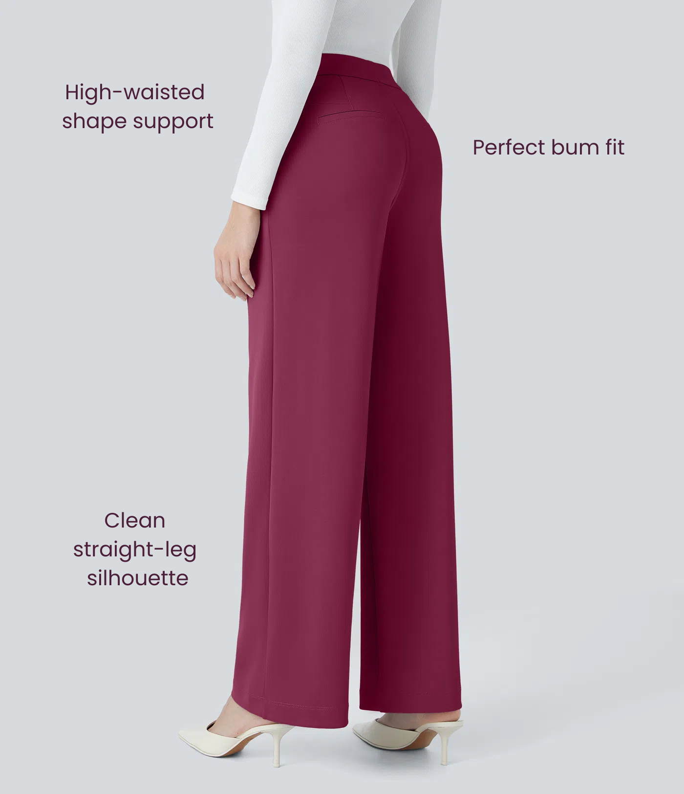 BumFlair – High Waisted Pocket Straight Leg Crepe Work Pants