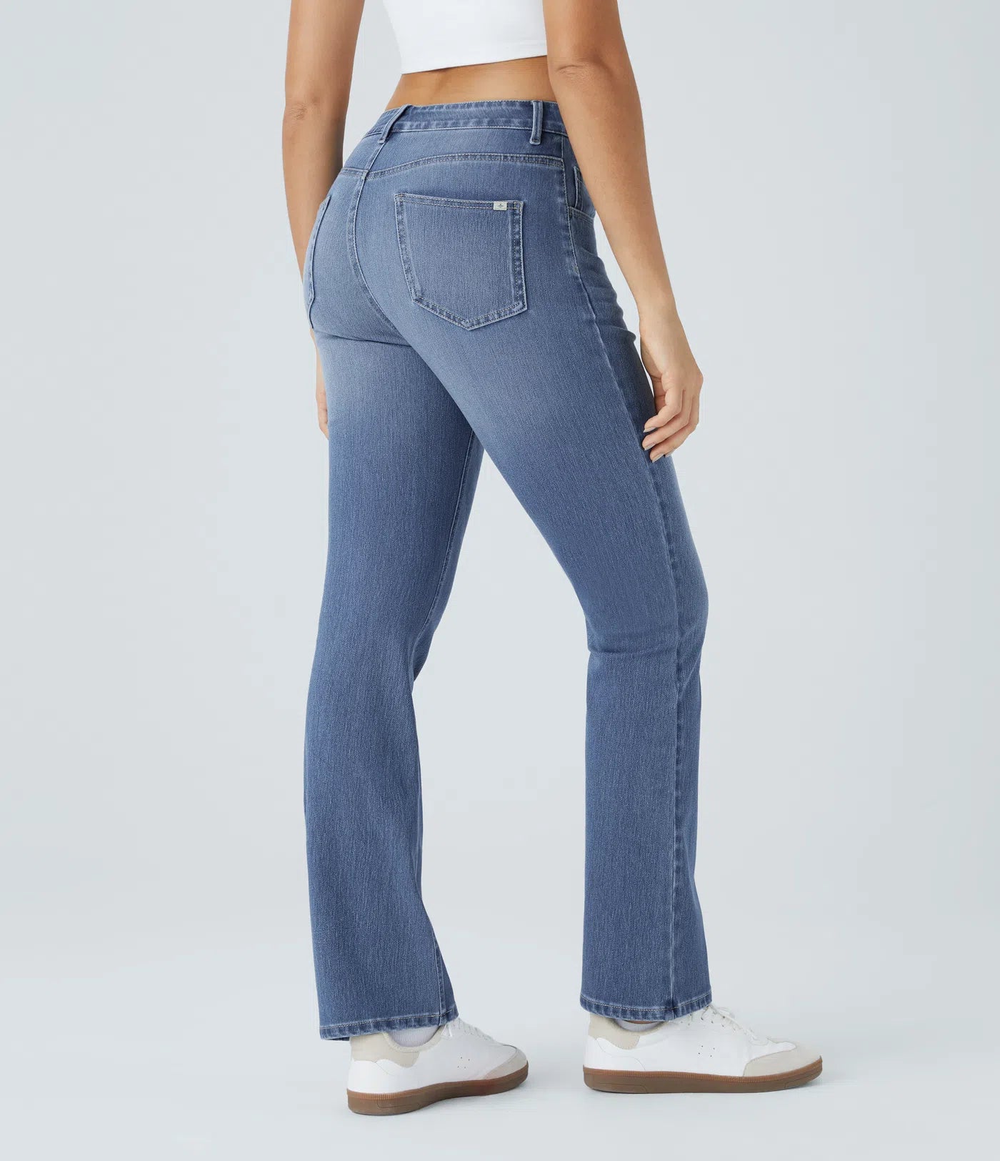 BumFlair - High Waisted Pockets Washed Casual Bootcut Jeans