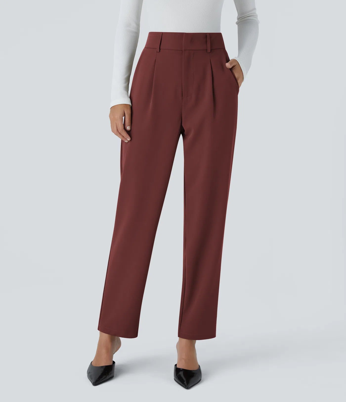 BumFlair - High Waisted Pocket Solid Work Tapered Pants