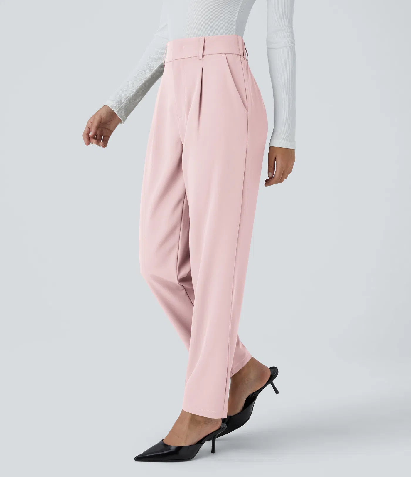 BumFlair - High Waisted Pocket Solid Work Tapered Pants