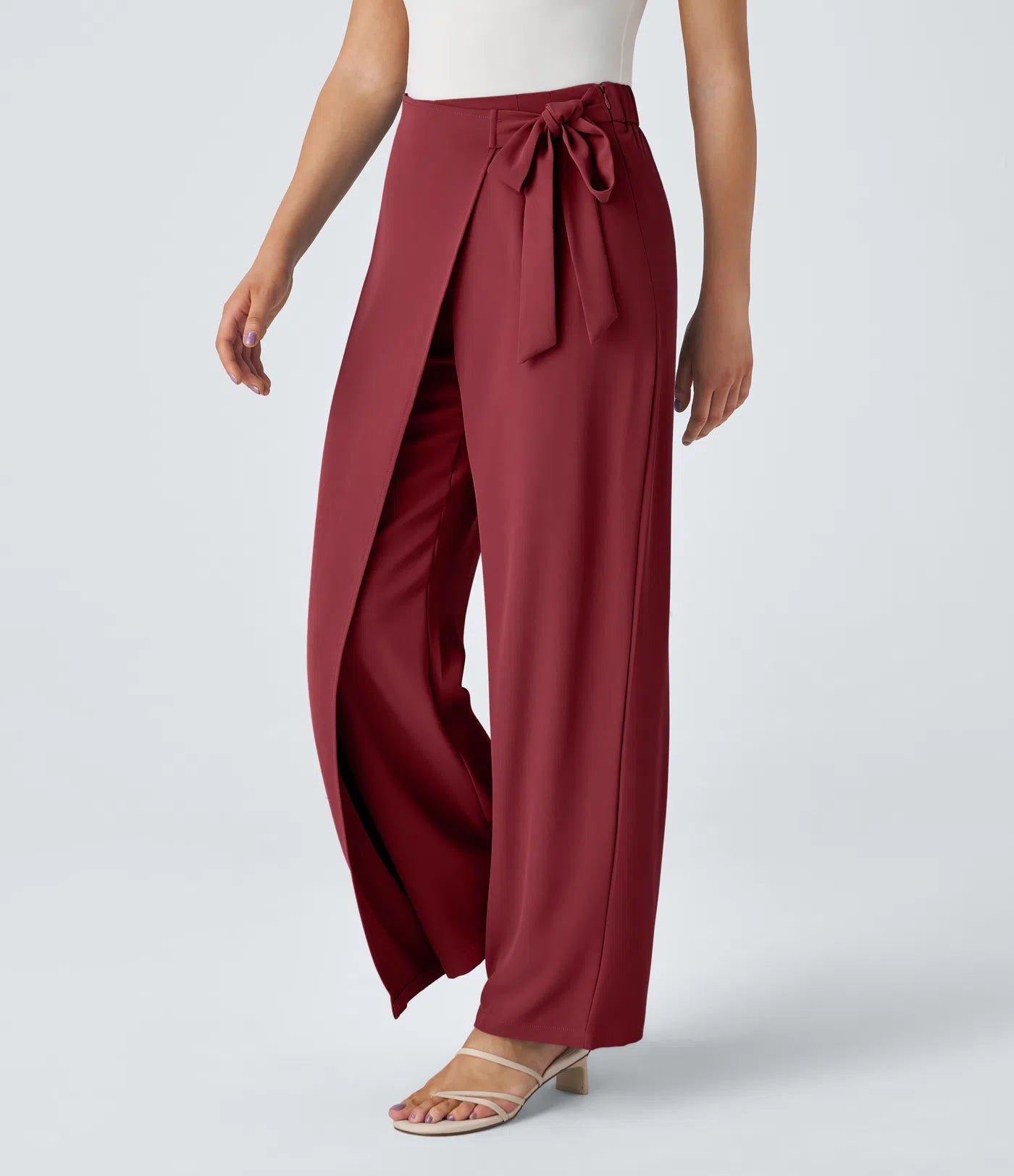 BumFlair - High Waisted Tie Side Wide Leg Work Pants