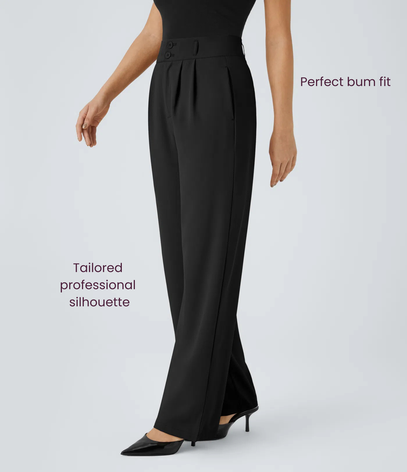 BumFlair – High Waisted Zipper Pocket Shirred Straight Leg Work Pants