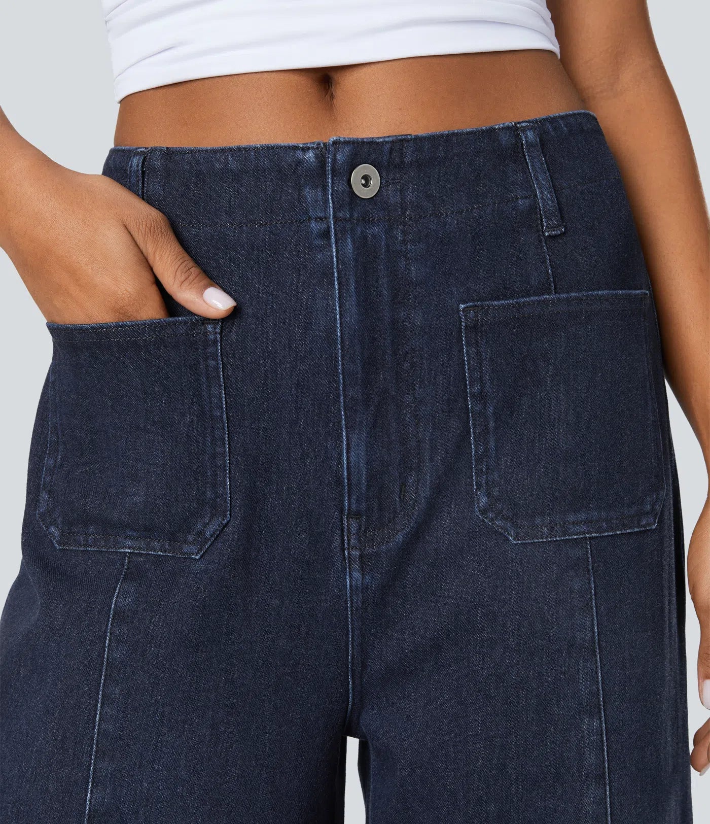 BumFlair – High Waisted Pockets Washed Casual Wide Leg Jeans