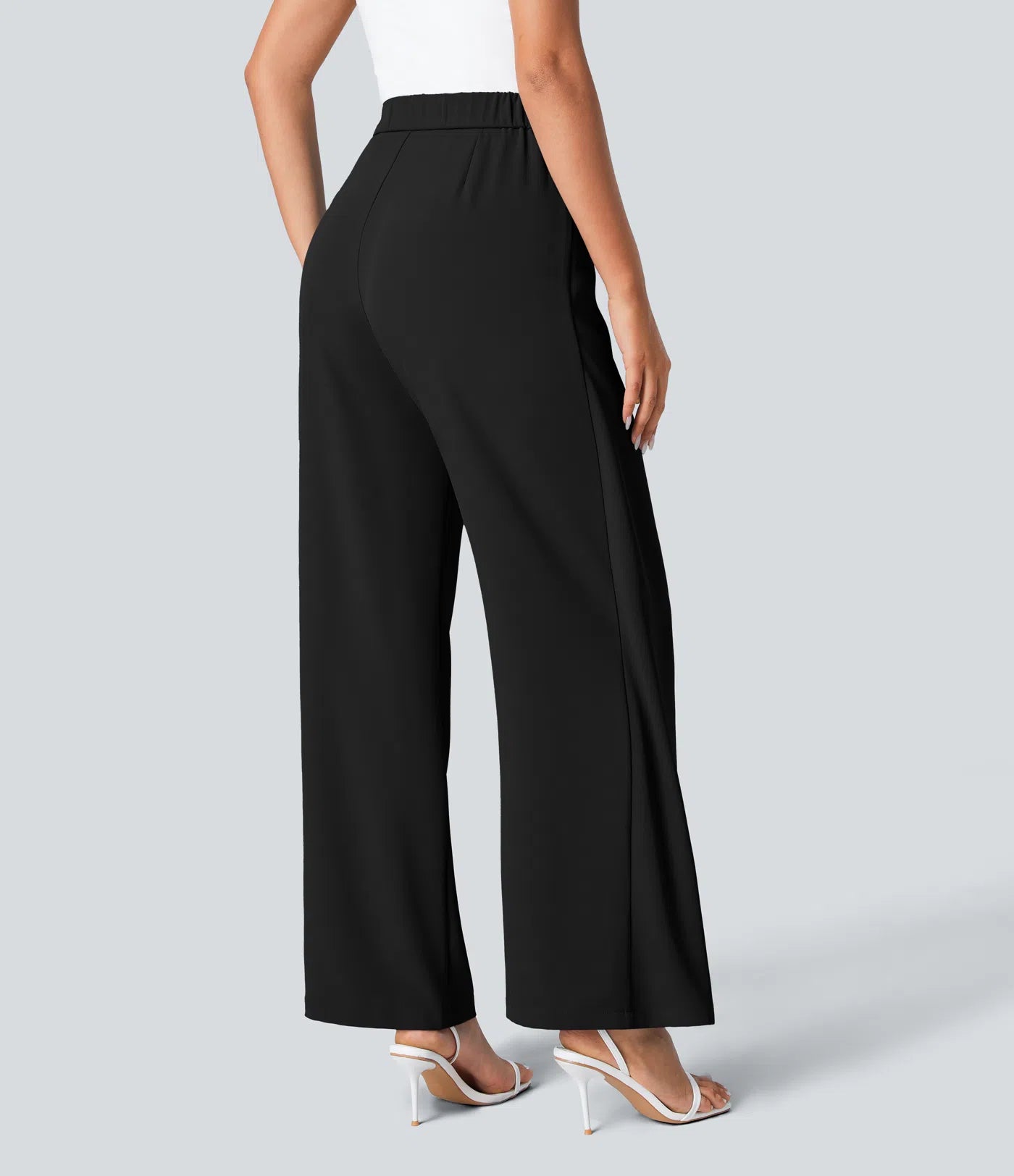 BumFlair - High Waisted Tie Side Wide Leg Work Pants