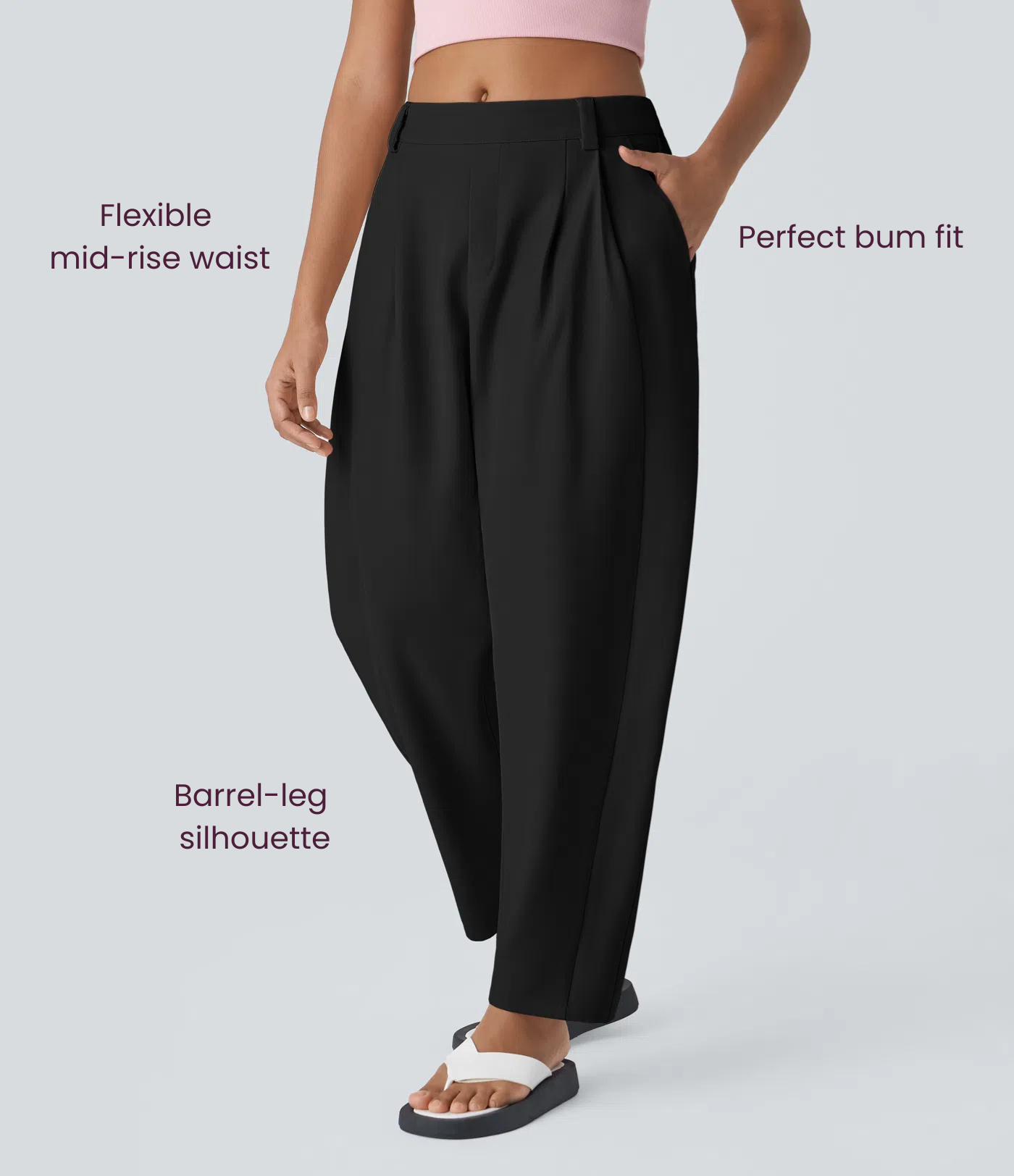 BumFlair – Mid Rise Pocket Barrel Leg Work Pants