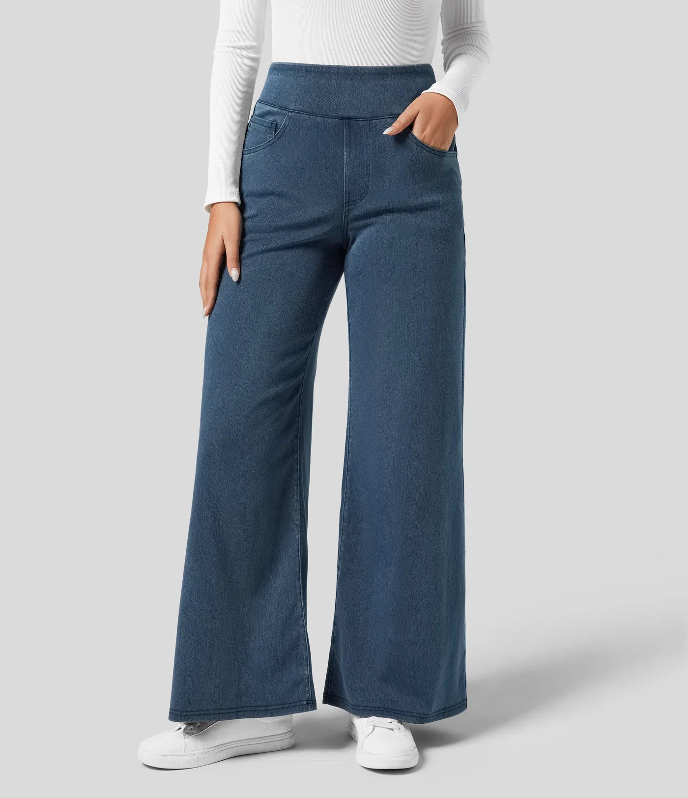BumFlair – High Waisted Pockets Wide Leg Loose Work Jeans