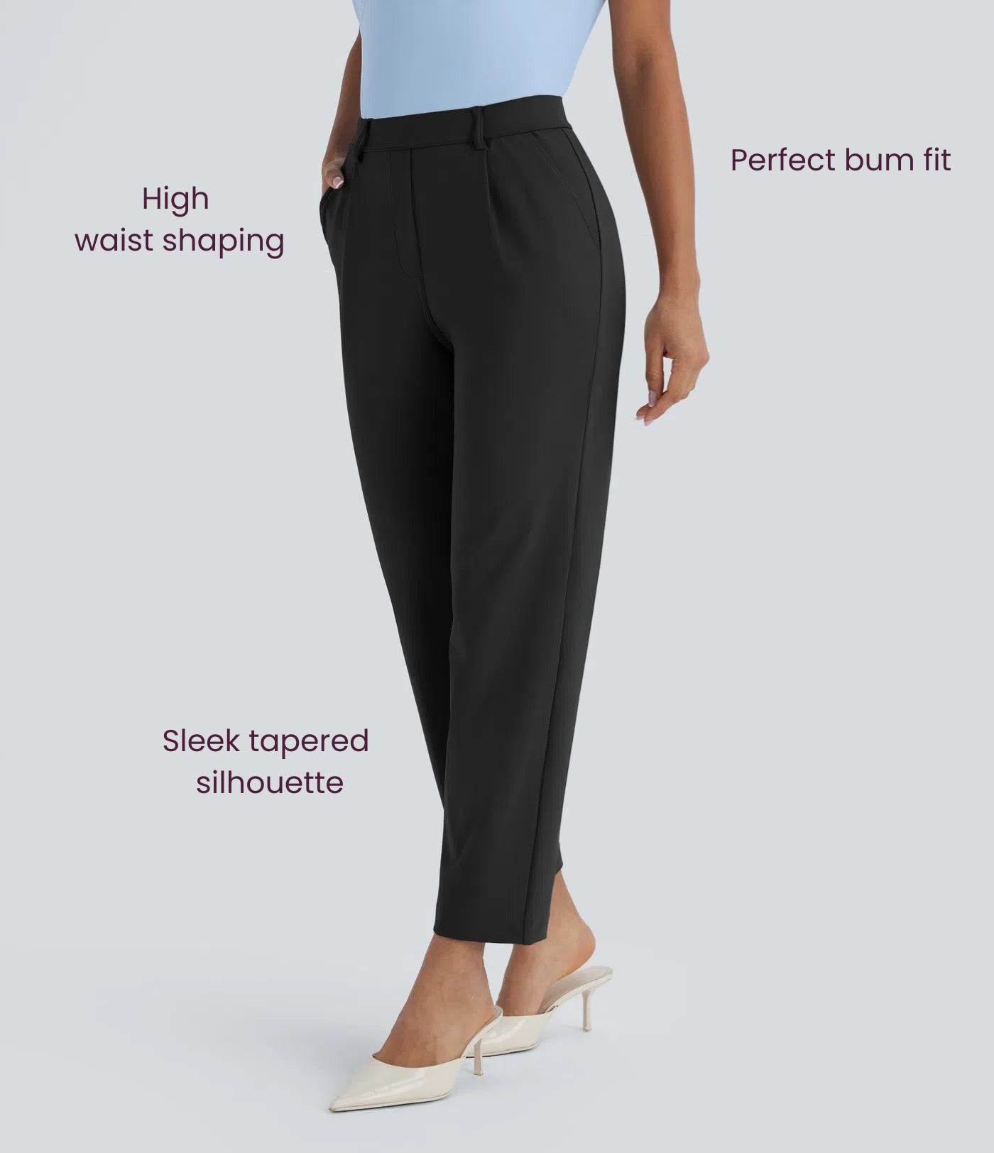 BumFlair - DayStretch High Waisted Pocket Ankle Length Tapered Work Pants