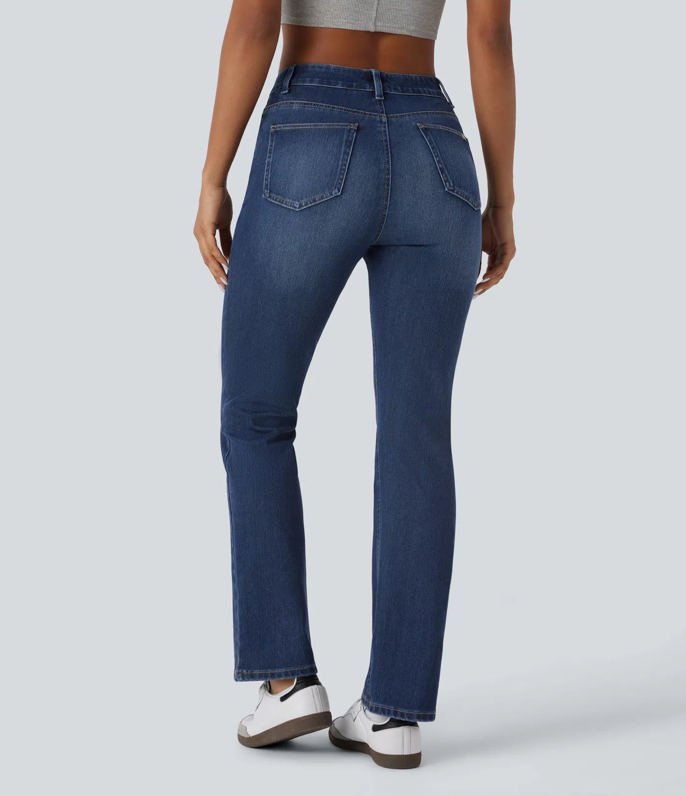 BumFlair - High Waisted Pockets Washed Casual Bootcut Jeans