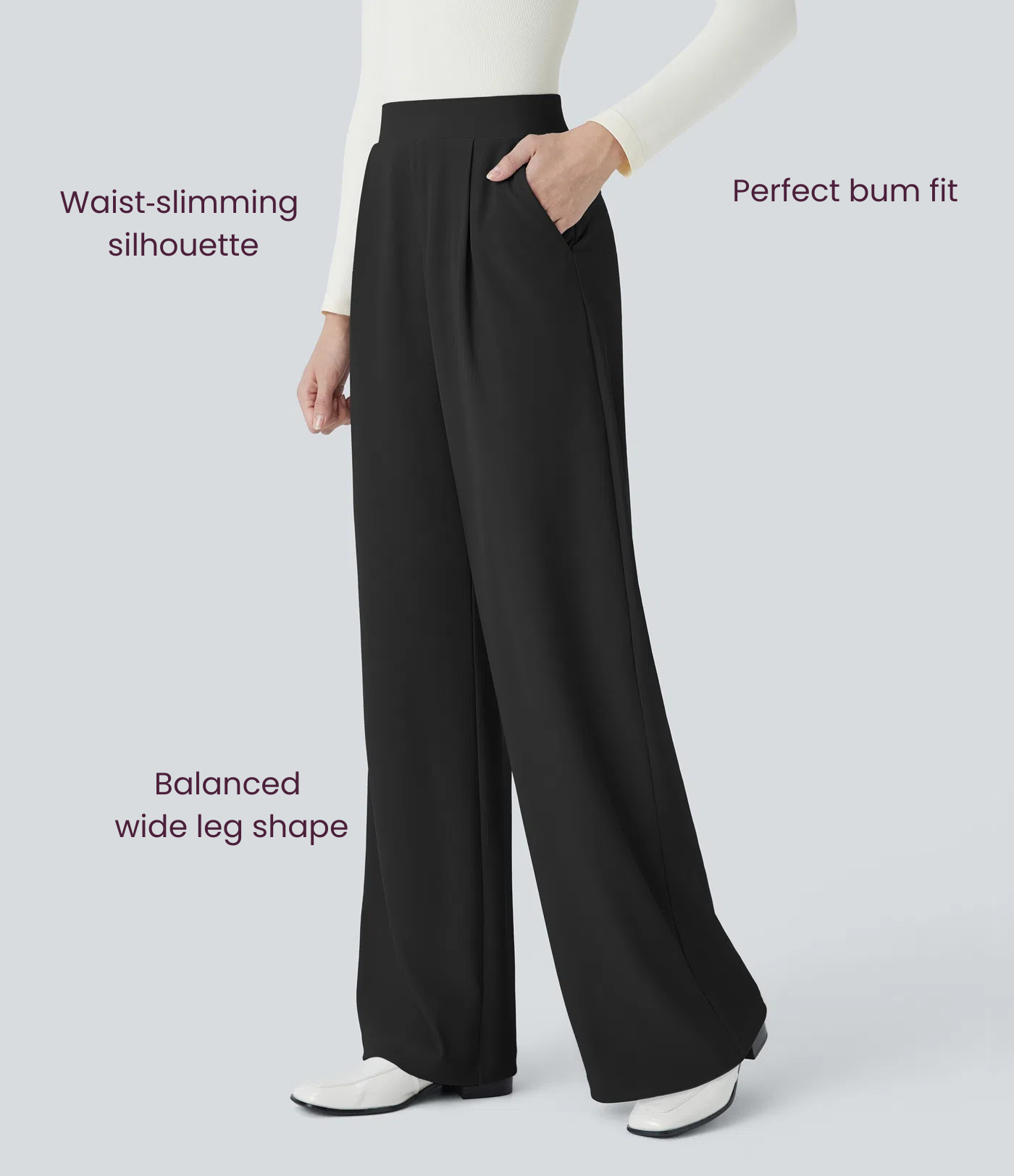 BumFlair - High Waisted Body Sculpt Waist-Slimming Pocket Wide Leg Micro Waffle Work Pants