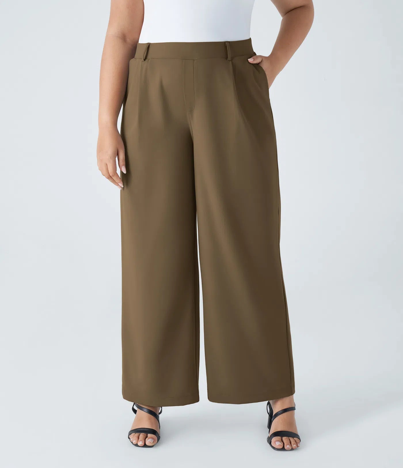 BumFlair - DayStretch High Waisted Pocket Straight Leg Work Plus Size Pants