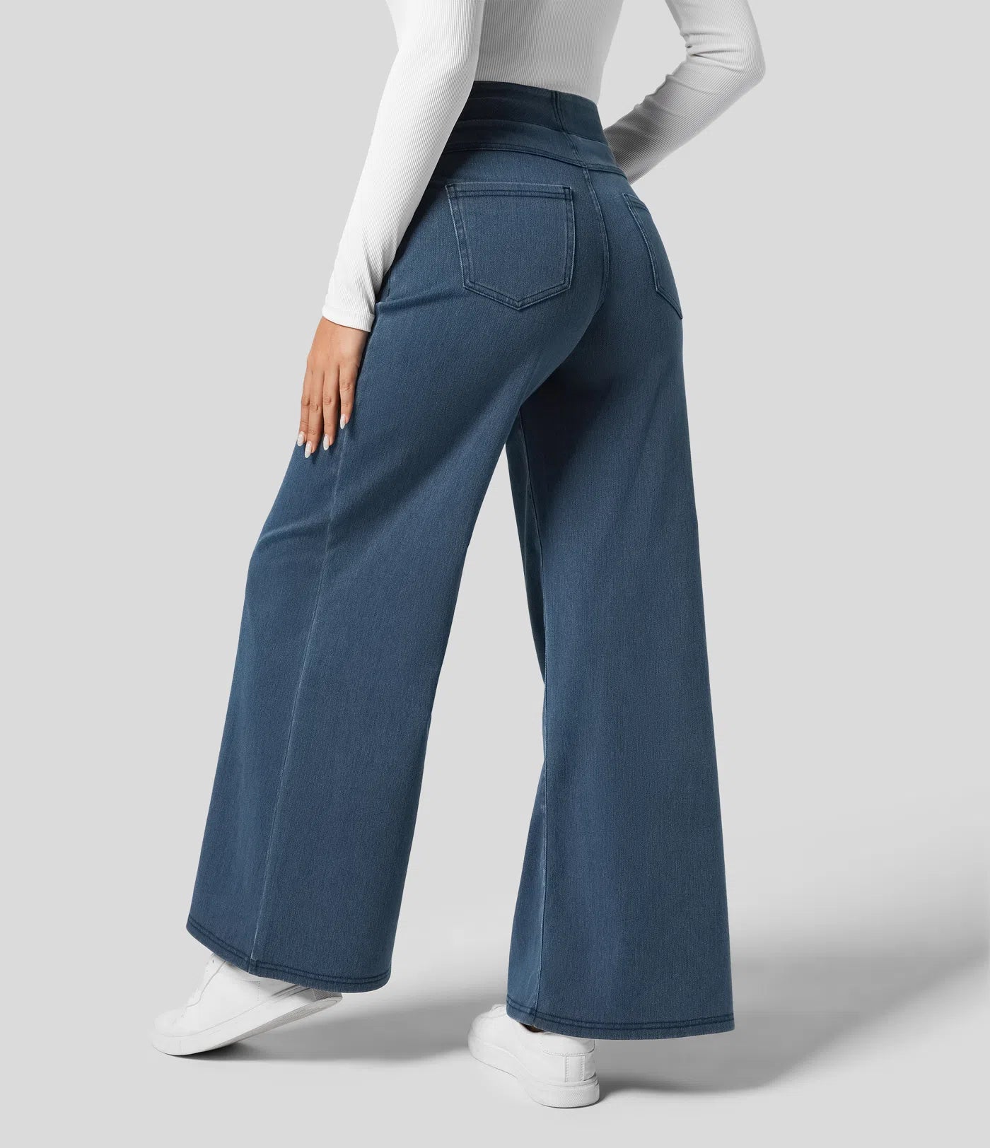 BumFlair – High Waisted Pockets Wide Leg Loose Work Jeans