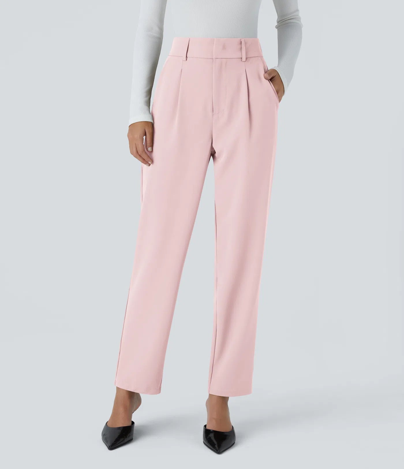 BumFlair - High Waisted Pocket Solid Work Tapered Pants