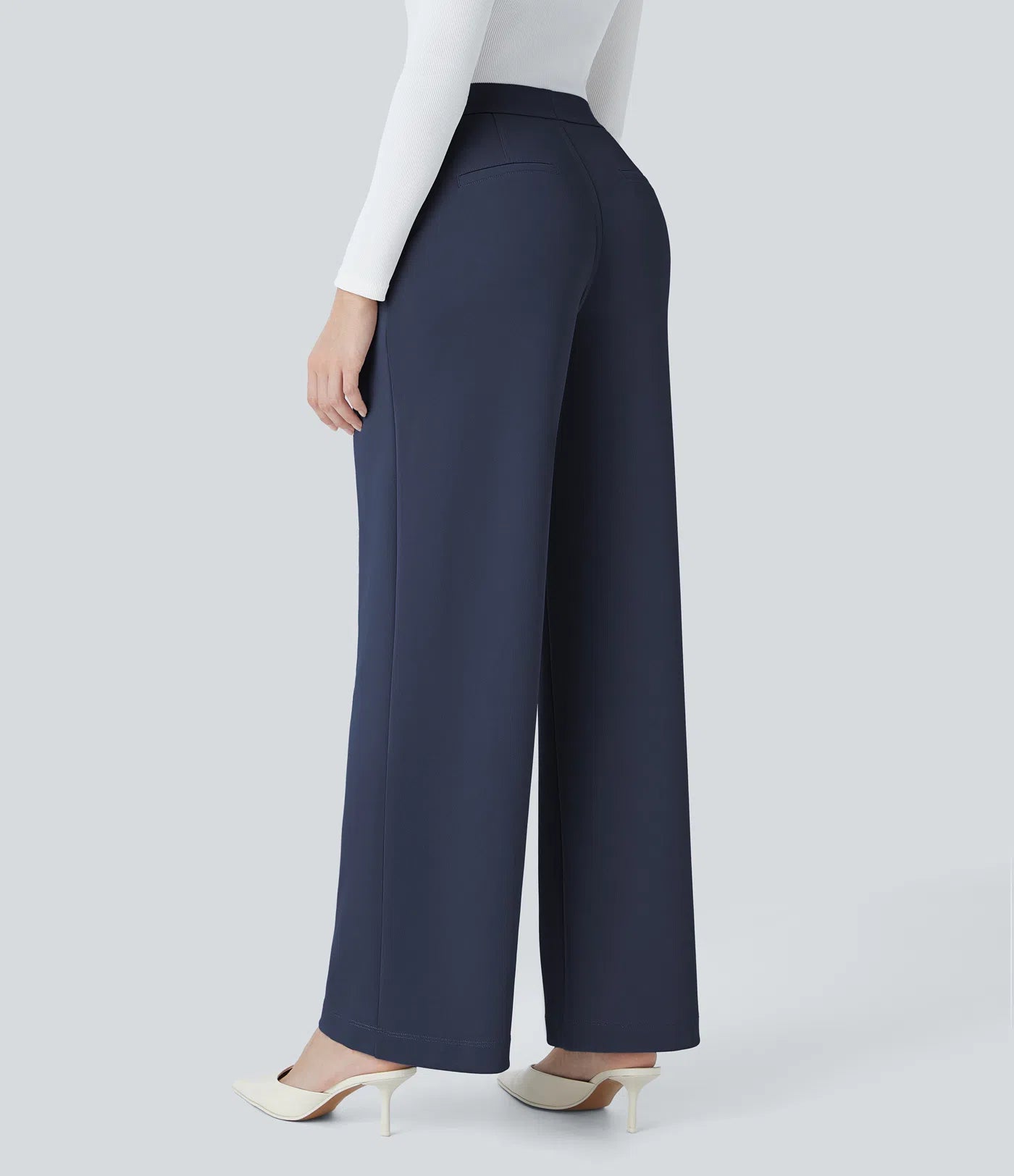 BumFlair – High Waisted Pocket Straight Leg Crepe Work Pants