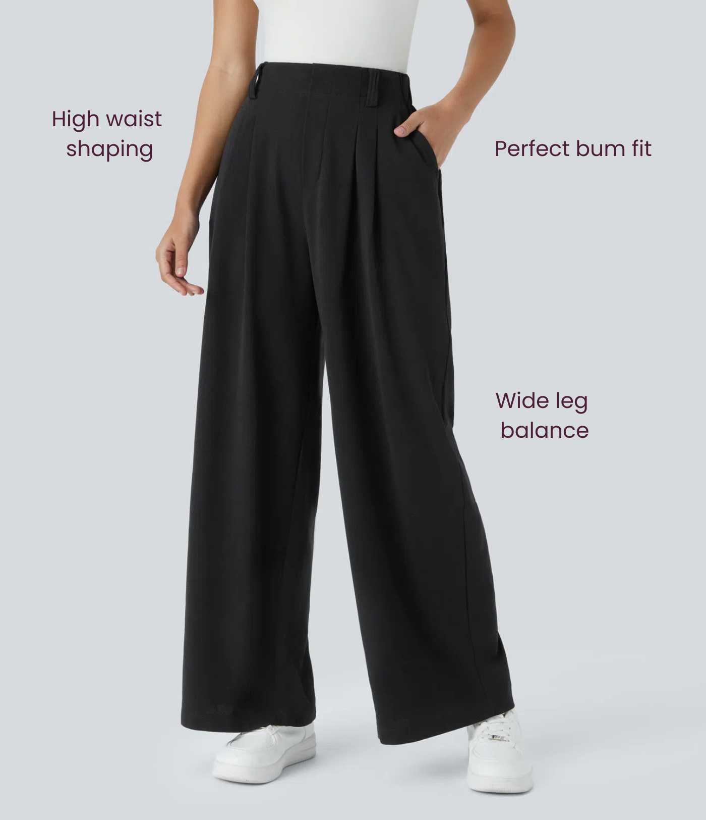 BumFlair - High Waisted Pocket Wide Leg Waffle Work Pants