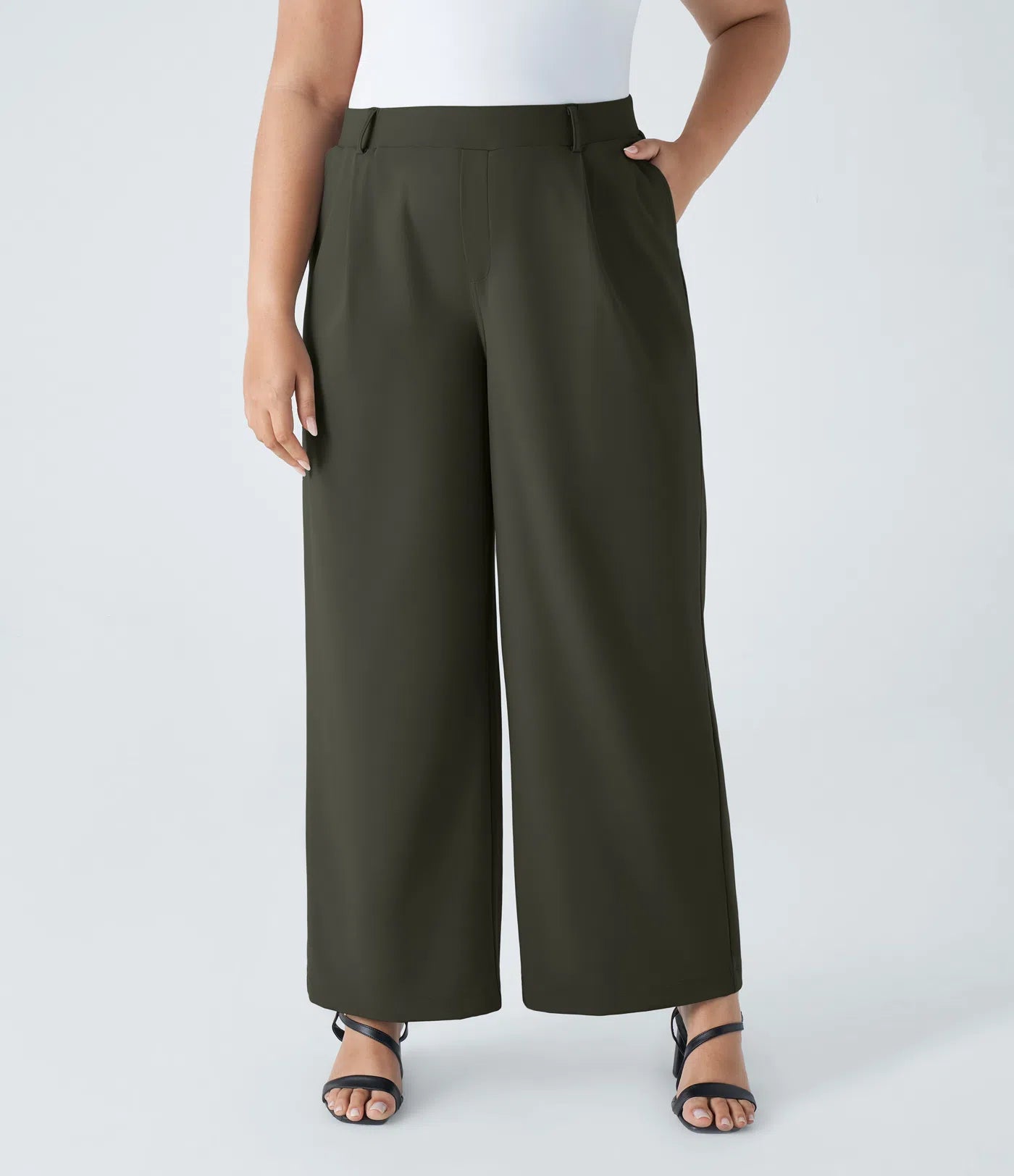 BumFlair - DayStretch High Waisted Pocket Straight Leg Work Plus Size Pants