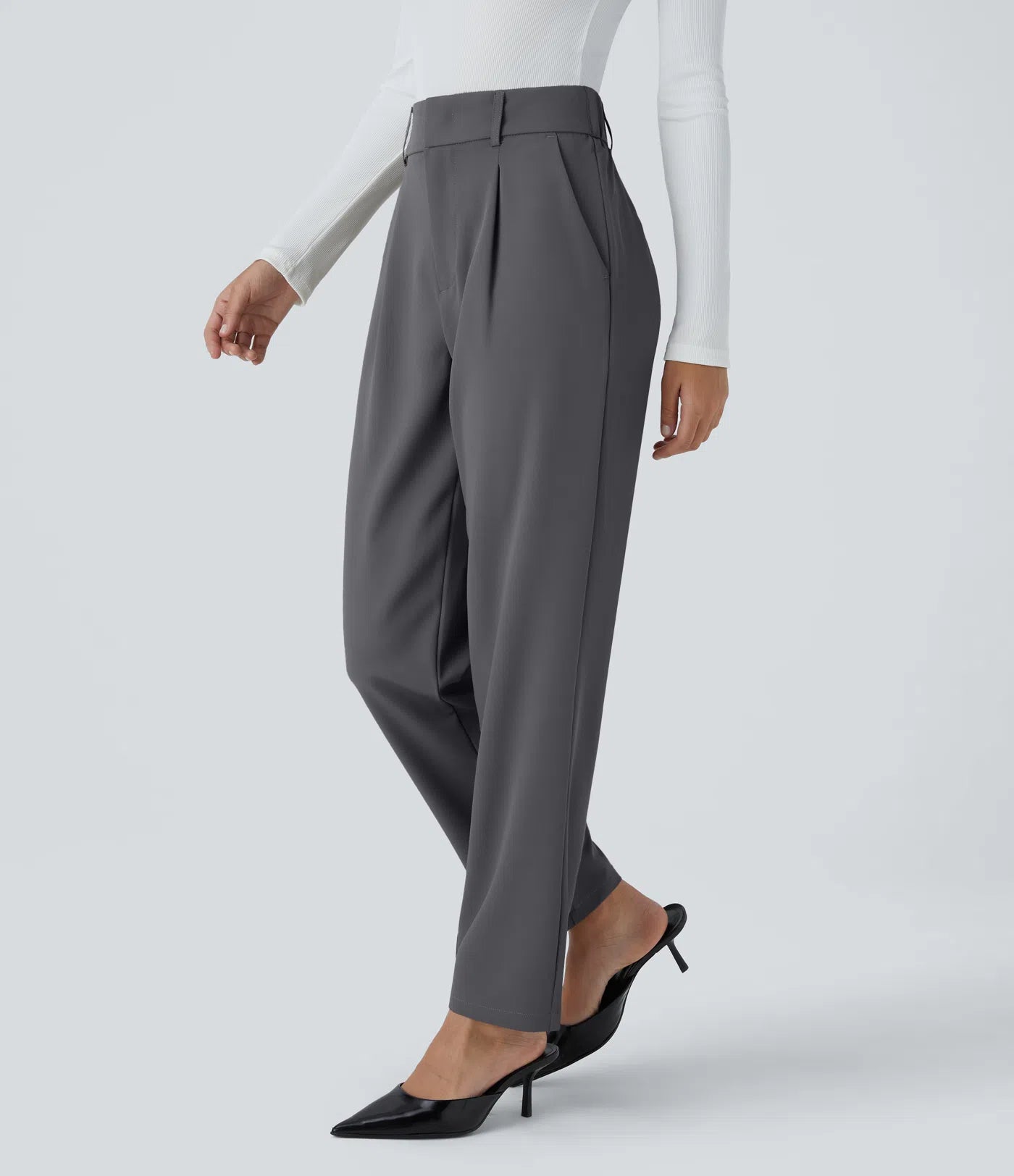 BumFlair - High Waisted Pocket Solid Work Tapered Pants