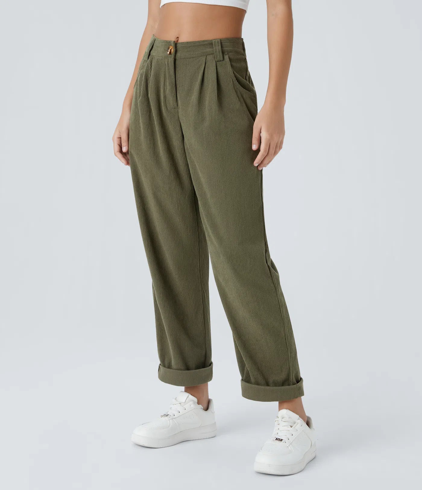 BumFlair – Mid Rise Zipper Pocket Corduroy Casual Pants