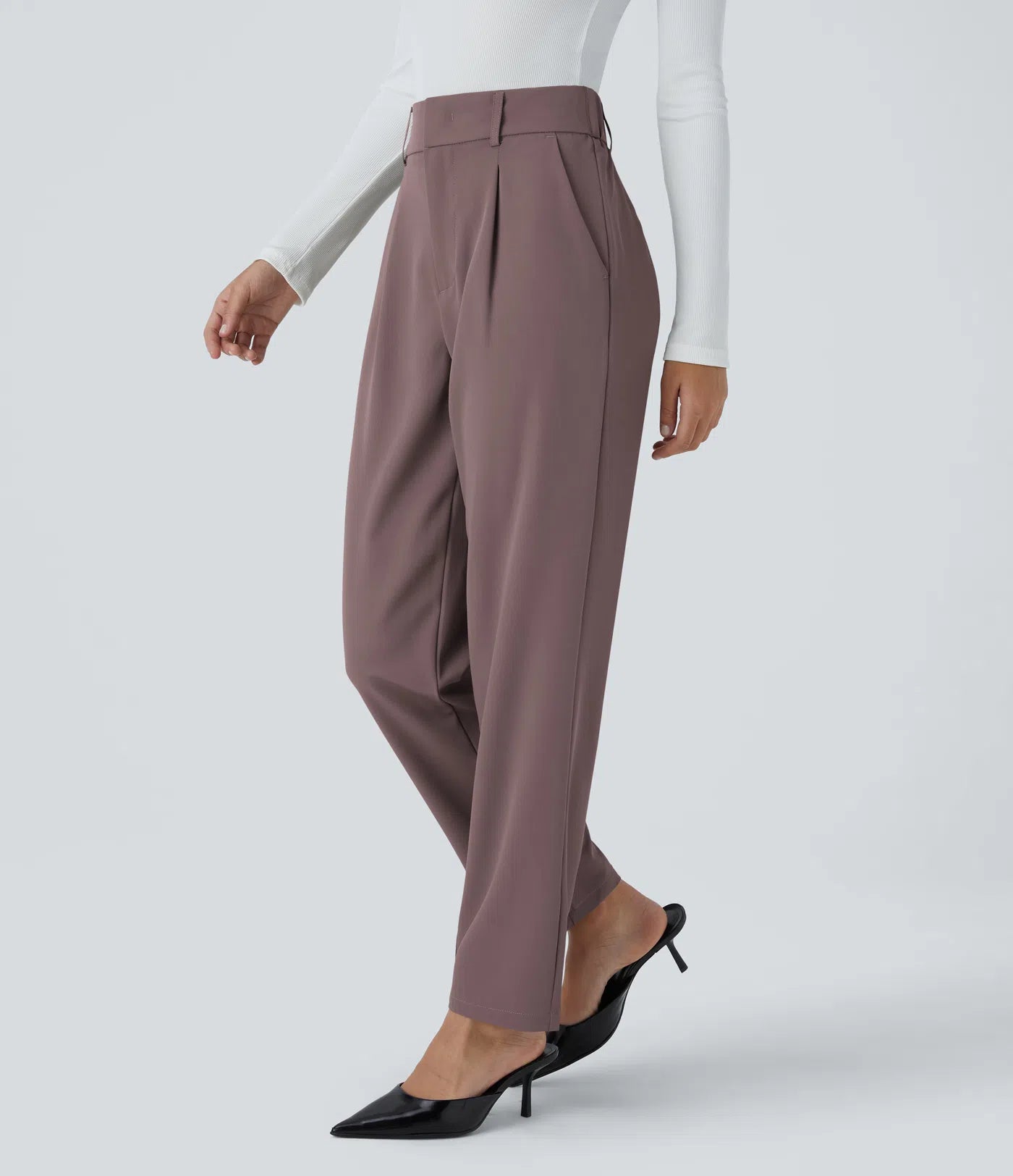 BumFlair - High Waisted Pocket Solid Work Tapered Pants