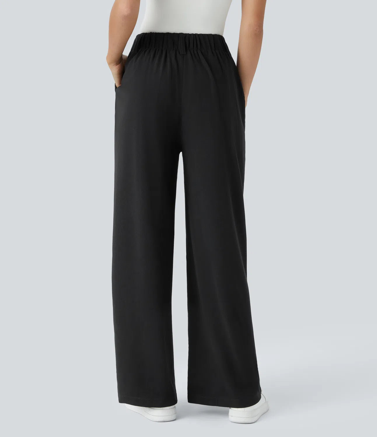 BumFlair - High Waisted Pocket Wide Leg Waffle Work Pants