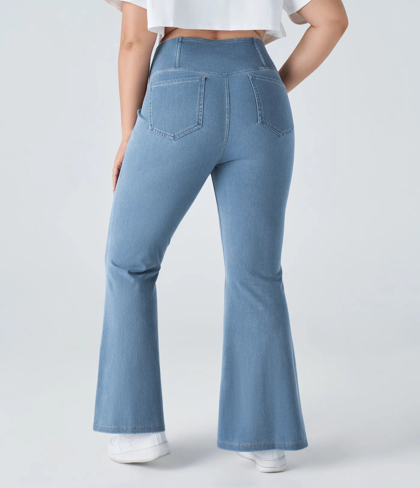 BumFlair – High Waisted Crossover Pocket Washed Casual Plus Size Jeans
