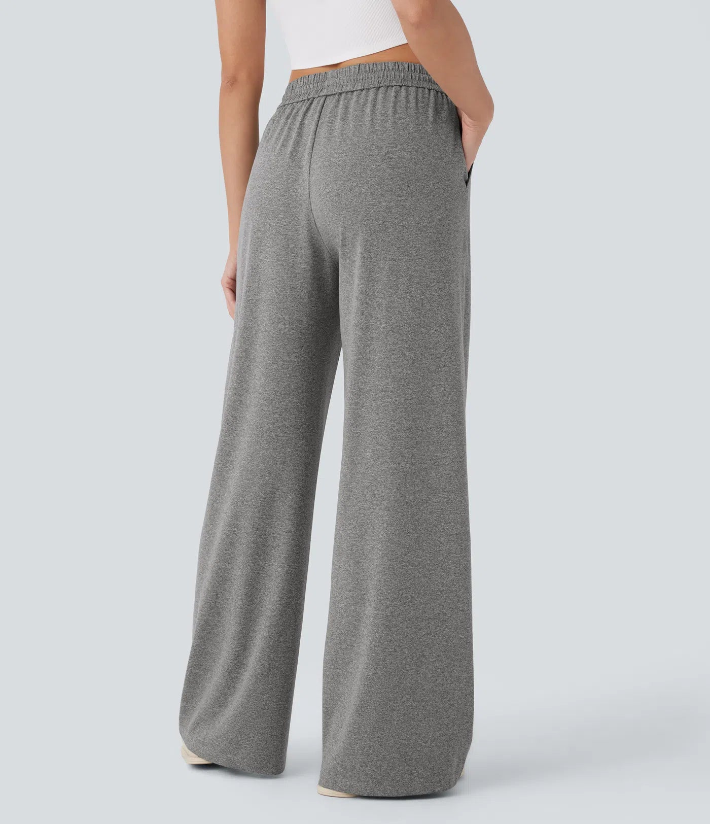 BumFlair - High Waisted Drawstring Pocket Wide Leg Casual Pants
