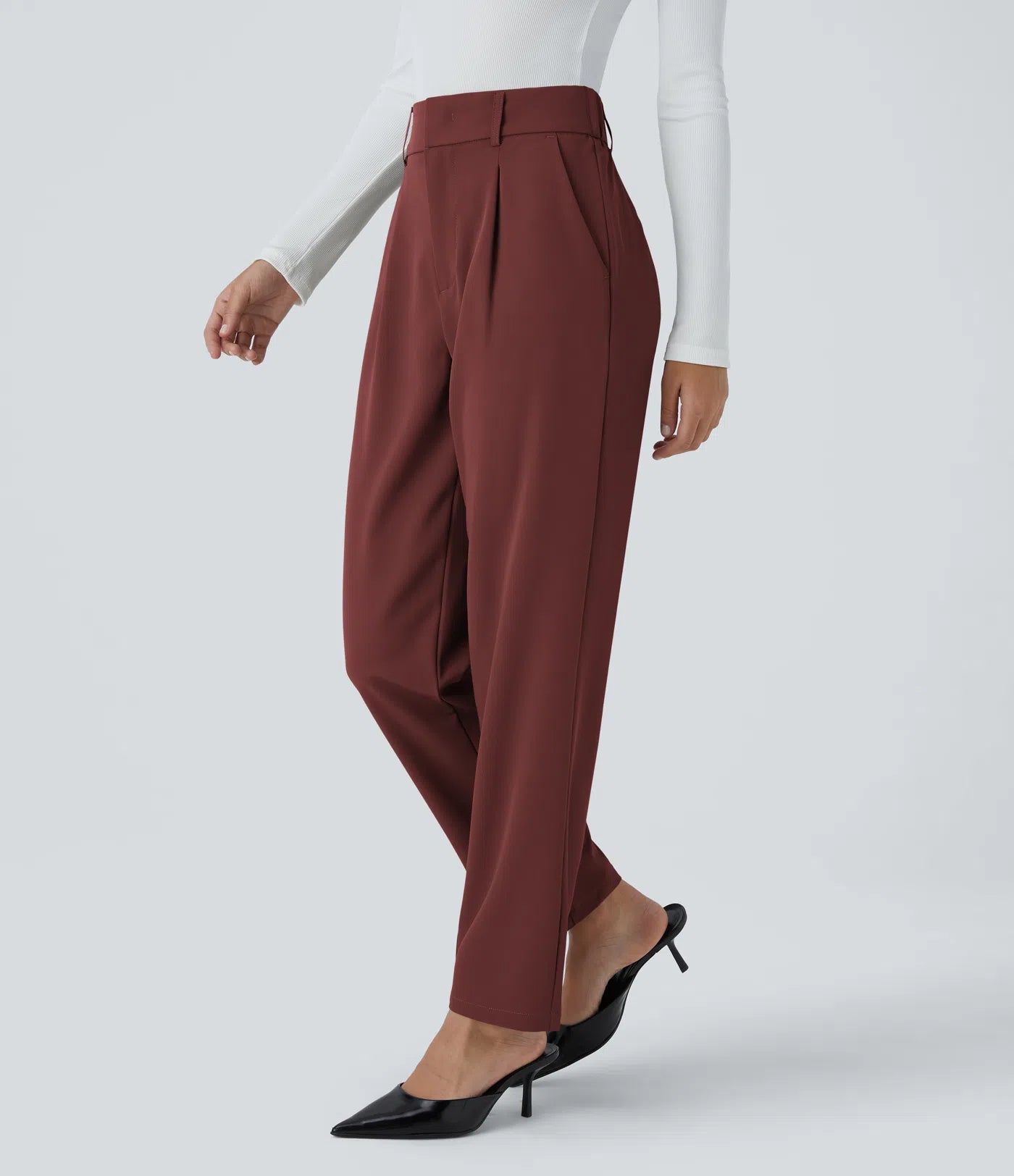 BumFlair - High Waisted Pocket Solid Work Tapered Pants