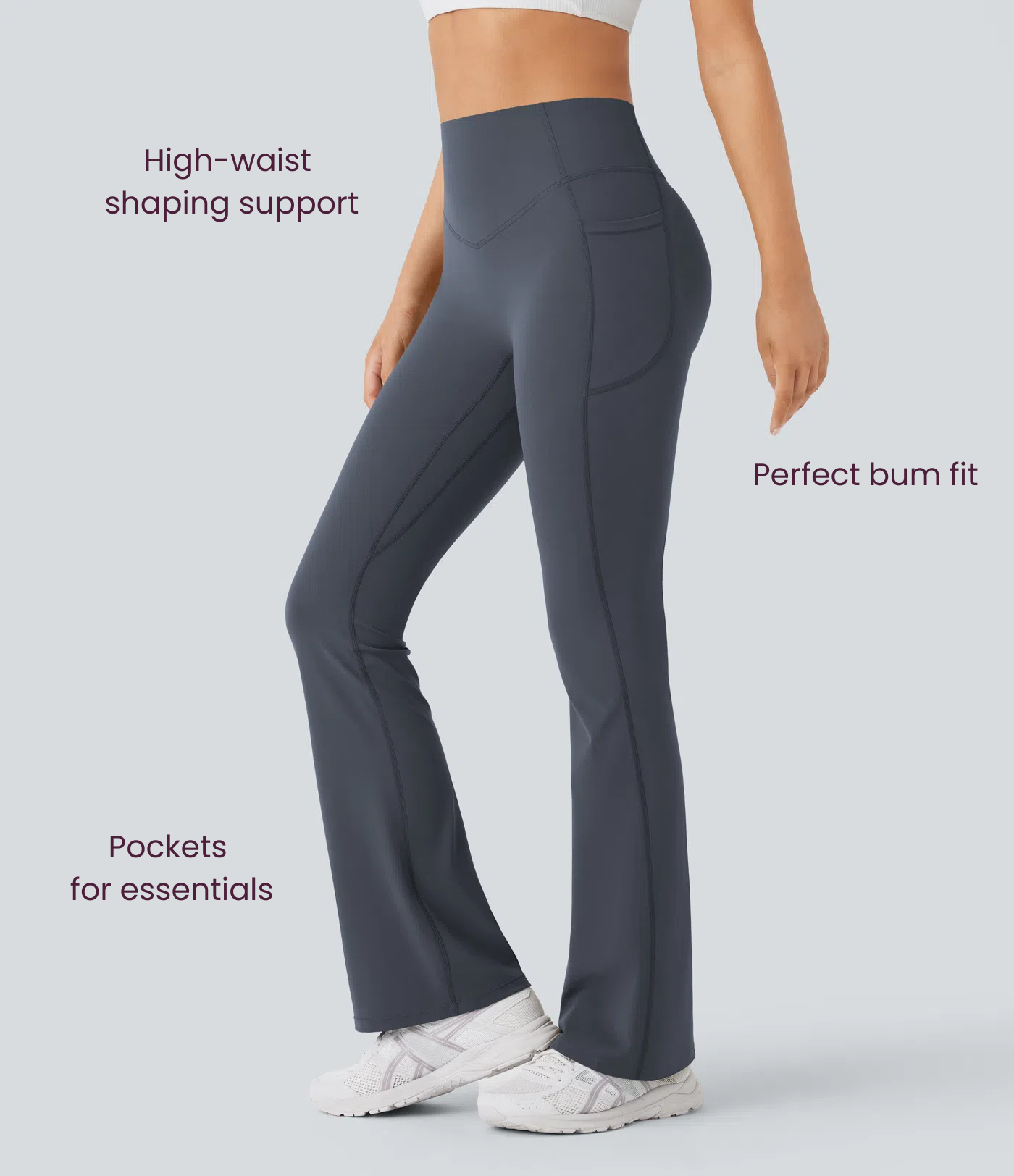 BumFlair - High Waisted Scrunch Butt Lifting Tummy Control Pocket Shaping Yoga Bootcut Leggings