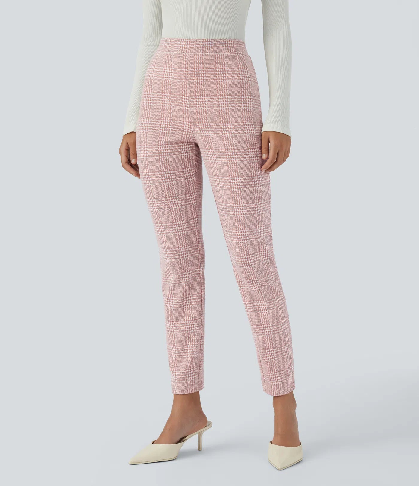 BumFlair – High Waisted Pocket Houndstooth Plaid Skinny Work Pants