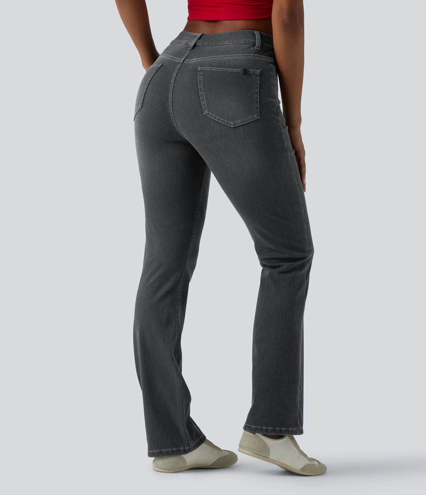 BumFlair - High Waisted Pockets Washed Casual Bootcut Jeans