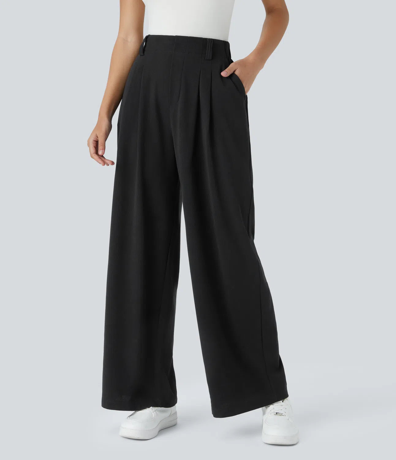 BumFlair - High Waisted Pocket Wide Leg Waffle Work Pants