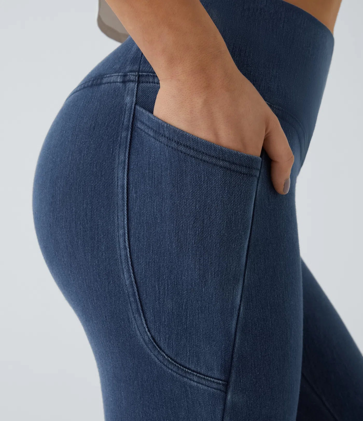 BumFlair - Crossover Pocket Washed Denim Work Leggings