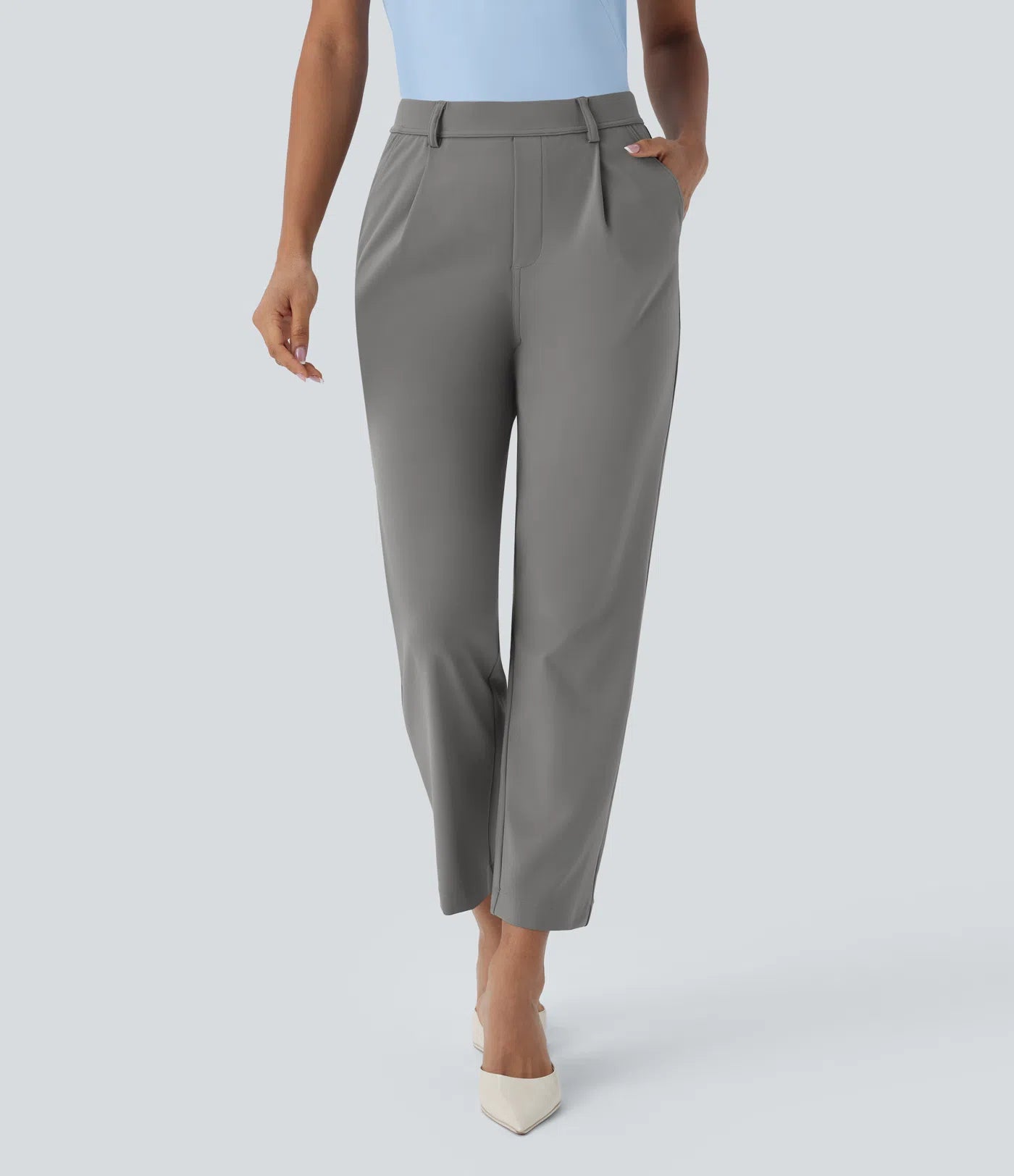 BumFlair - DayStretch High Waisted Pocket Ankle Length Tapered Work Pants