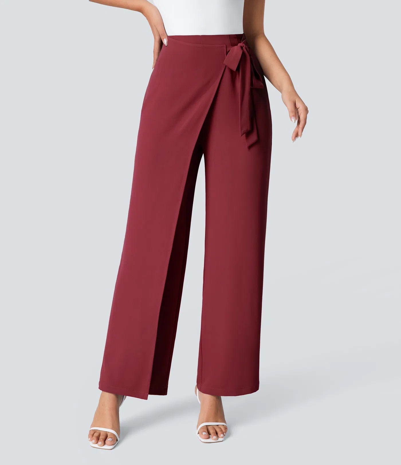 BumFlair - High Waisted Tie Side Wide Leg Work Pants
