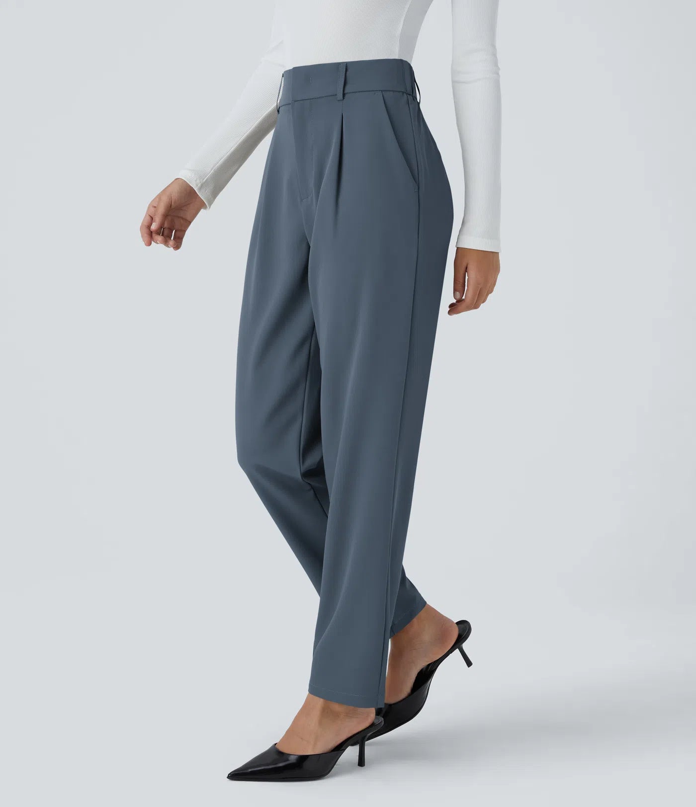 BumFlair - High Waisted Pocket Solid Work Tapered Pants