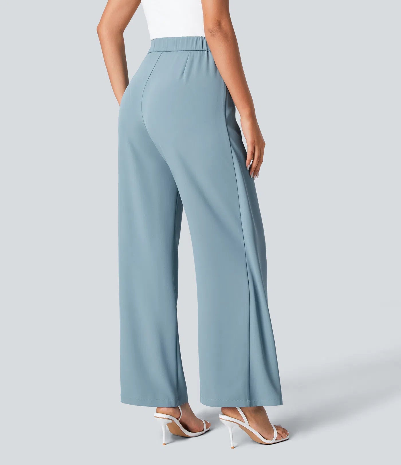BumFlair - High Waisted Tie Side Wide Leg Work Pants