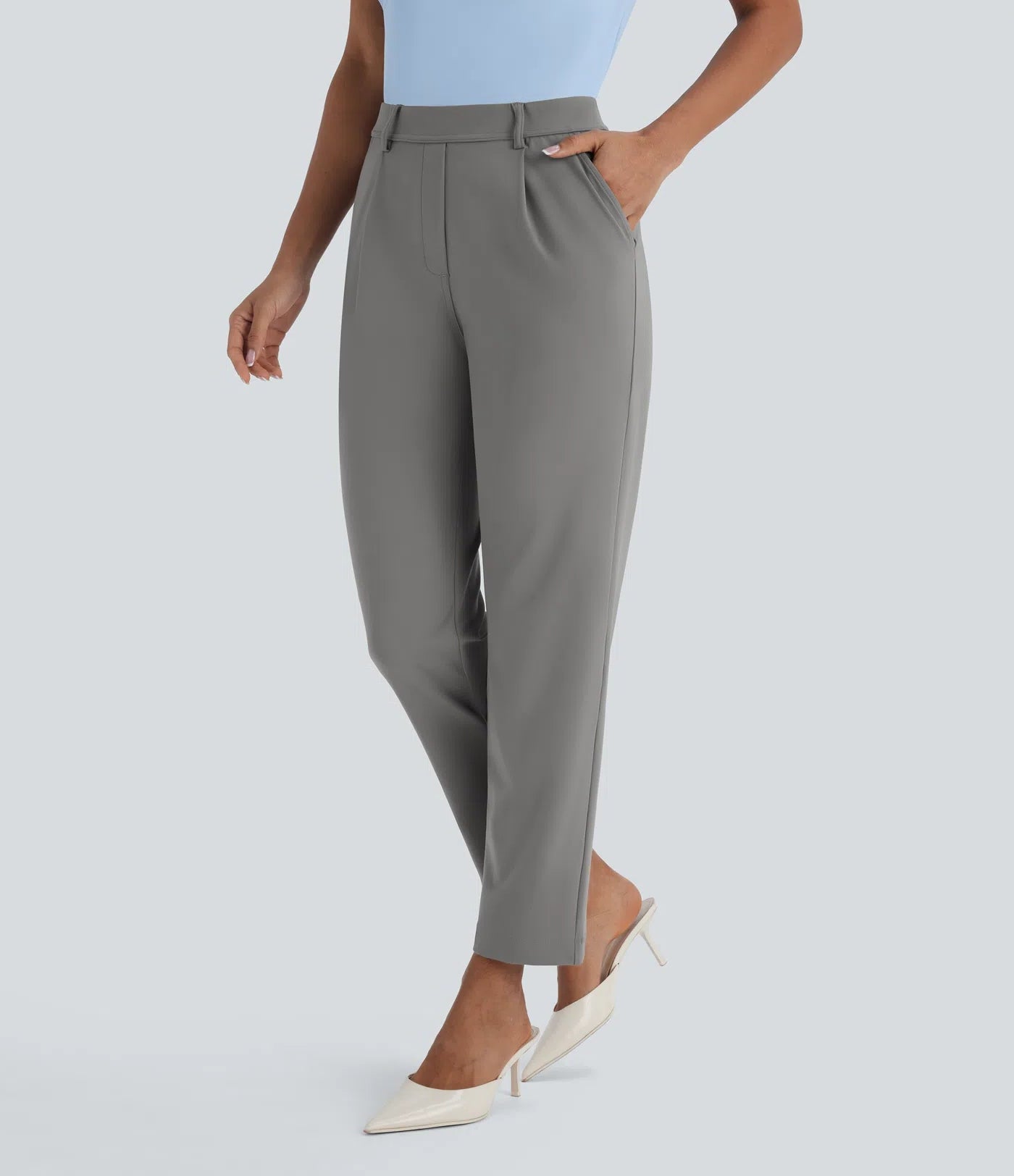 BumFlair - DayStretch High Waisted Pocket Ankle Length Tapered Work Pants