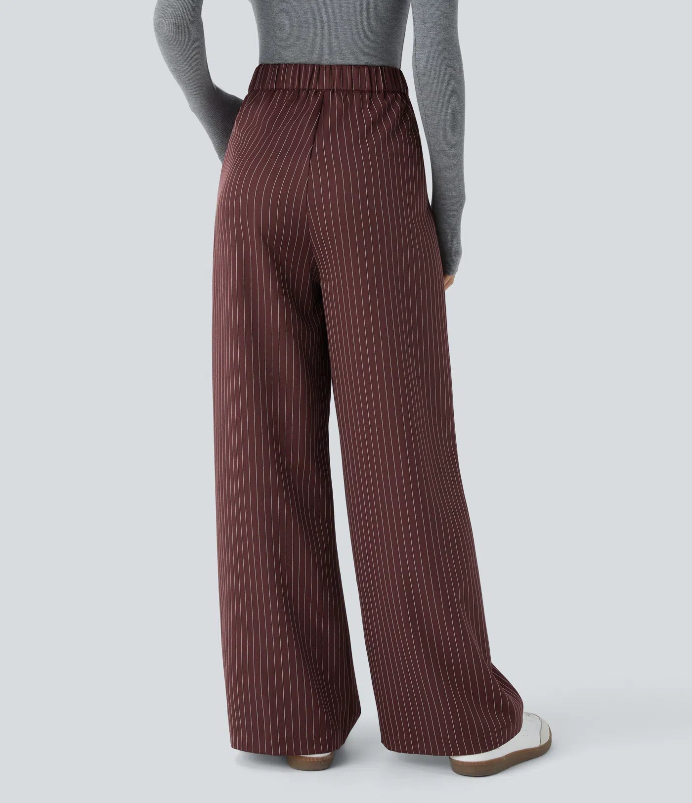 BumFlair – High Waisted Zipper Pocket Wide Leg Striped Work Pants