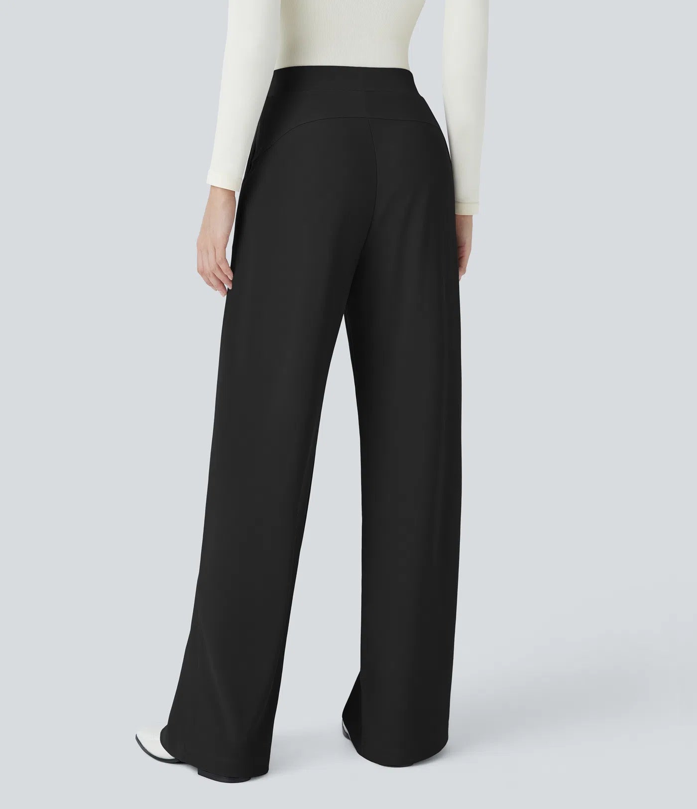 BumFlair - High Waisted Body Sculpt Waist-Slimming Pocket Wide Leg Micro Waffle Work Pants