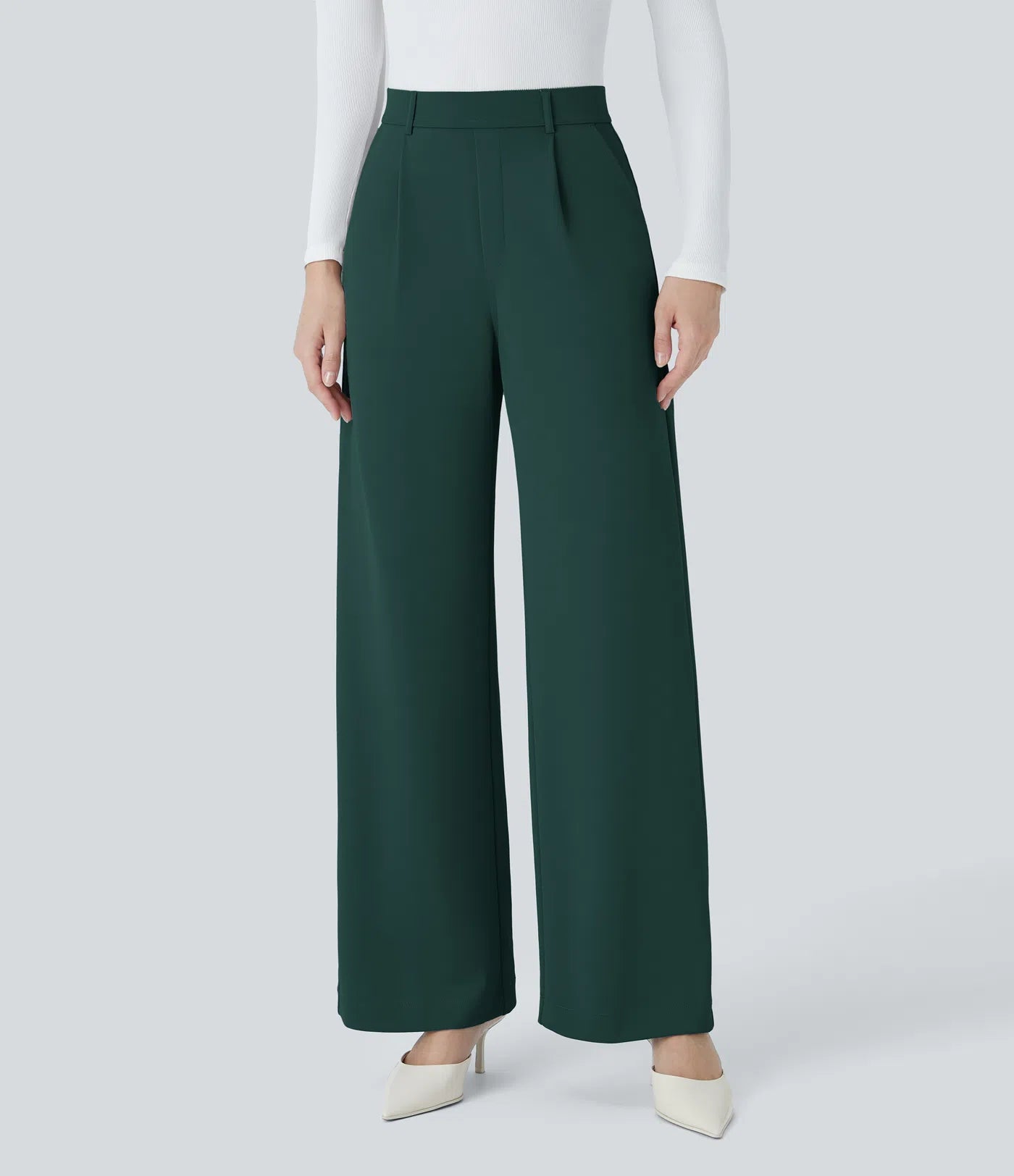 BumFlair – High Waisted Pocket Straight Leg Crepe Work Pants