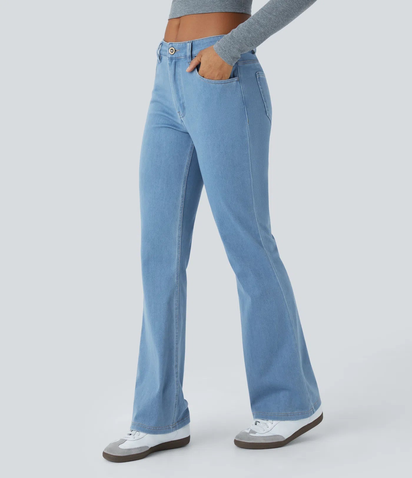 BumFlair - Mid Rise Pockets Casual Bootcut Jeans