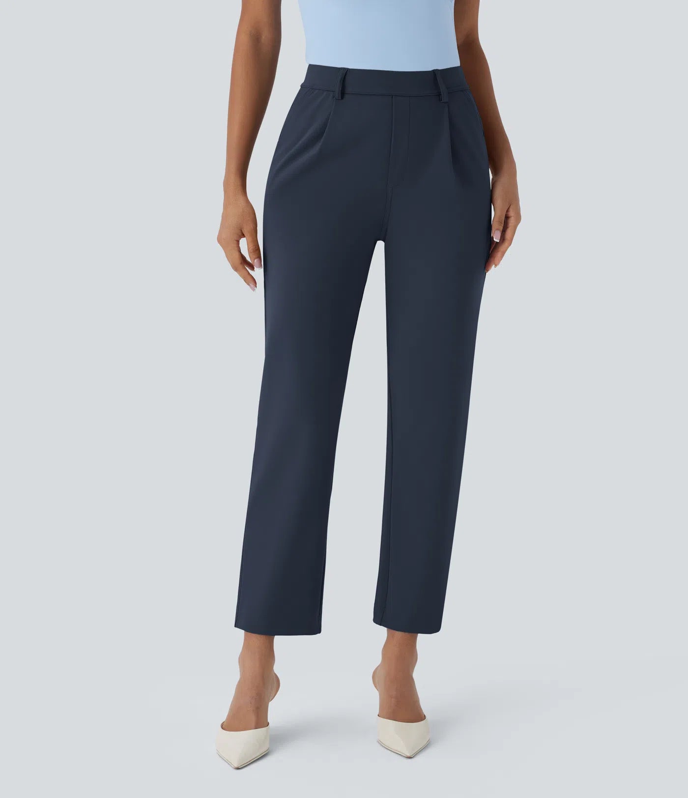 BumFlair - DayStretch High Waisted Pocket Ankle Length Tapered Work Pants