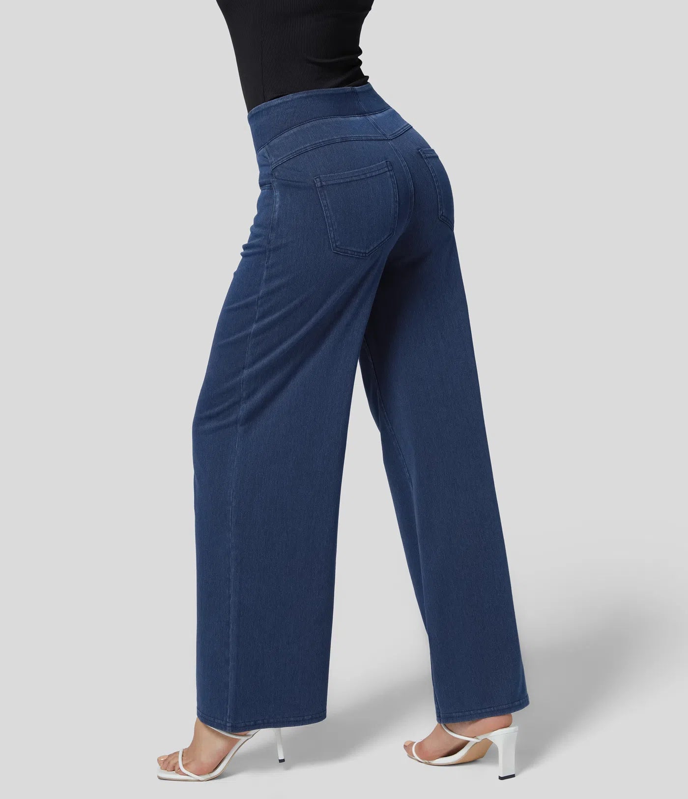 BumFlair – High Waisted Pockets Wide Leg Loose Work Jeans