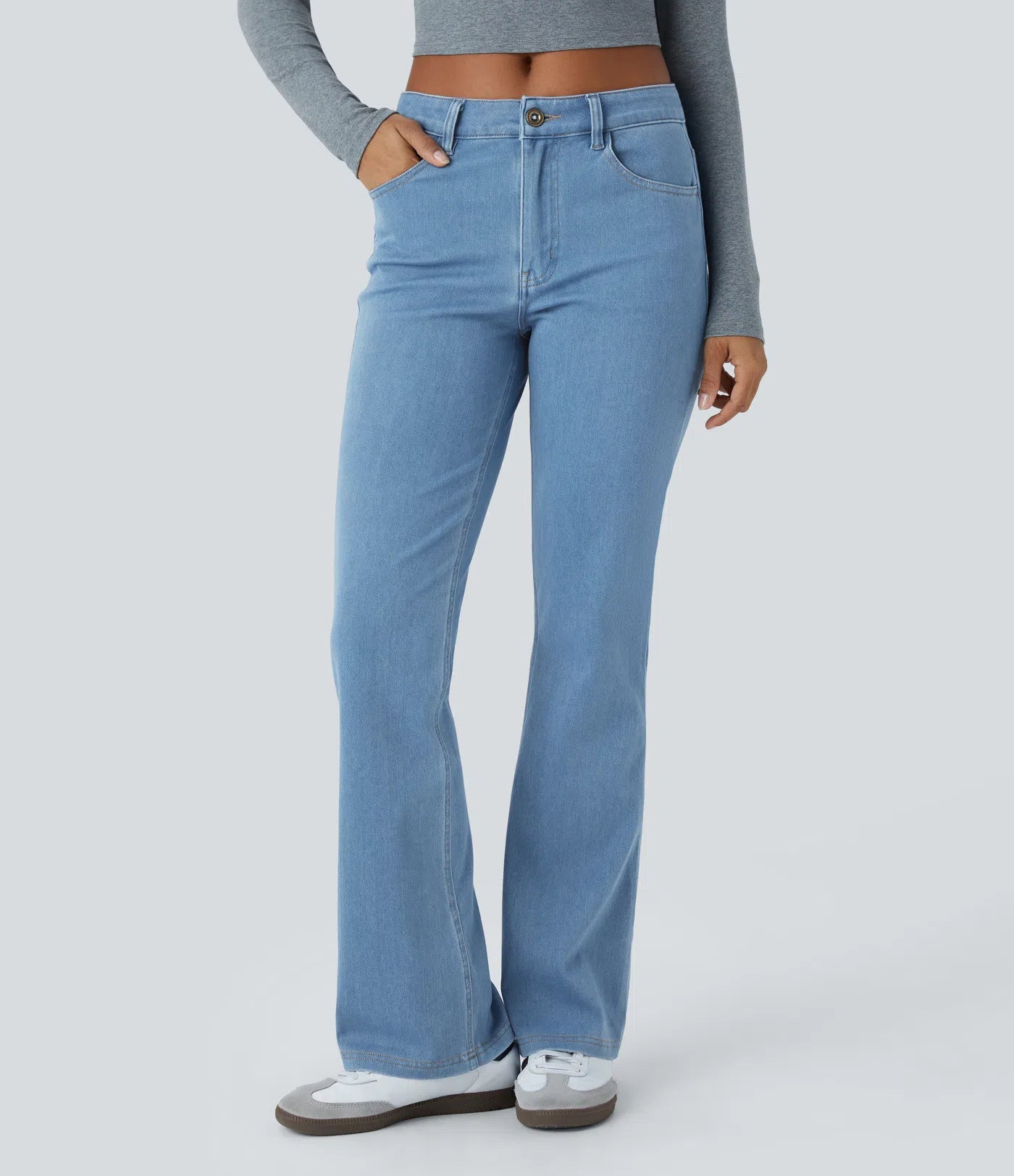 BumFlair - Mid Rise Pockets Casual Bootcut Jeans