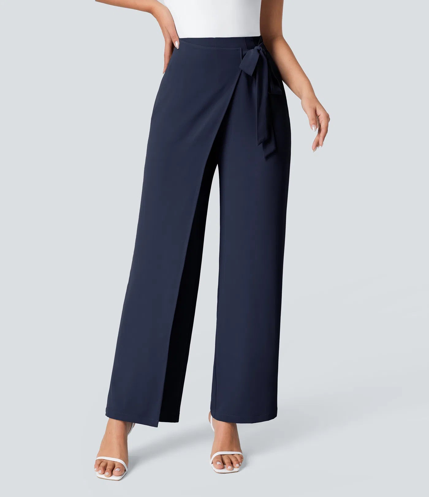 BumFlair - High Waisted Tie Side Wide Leg Work Pants