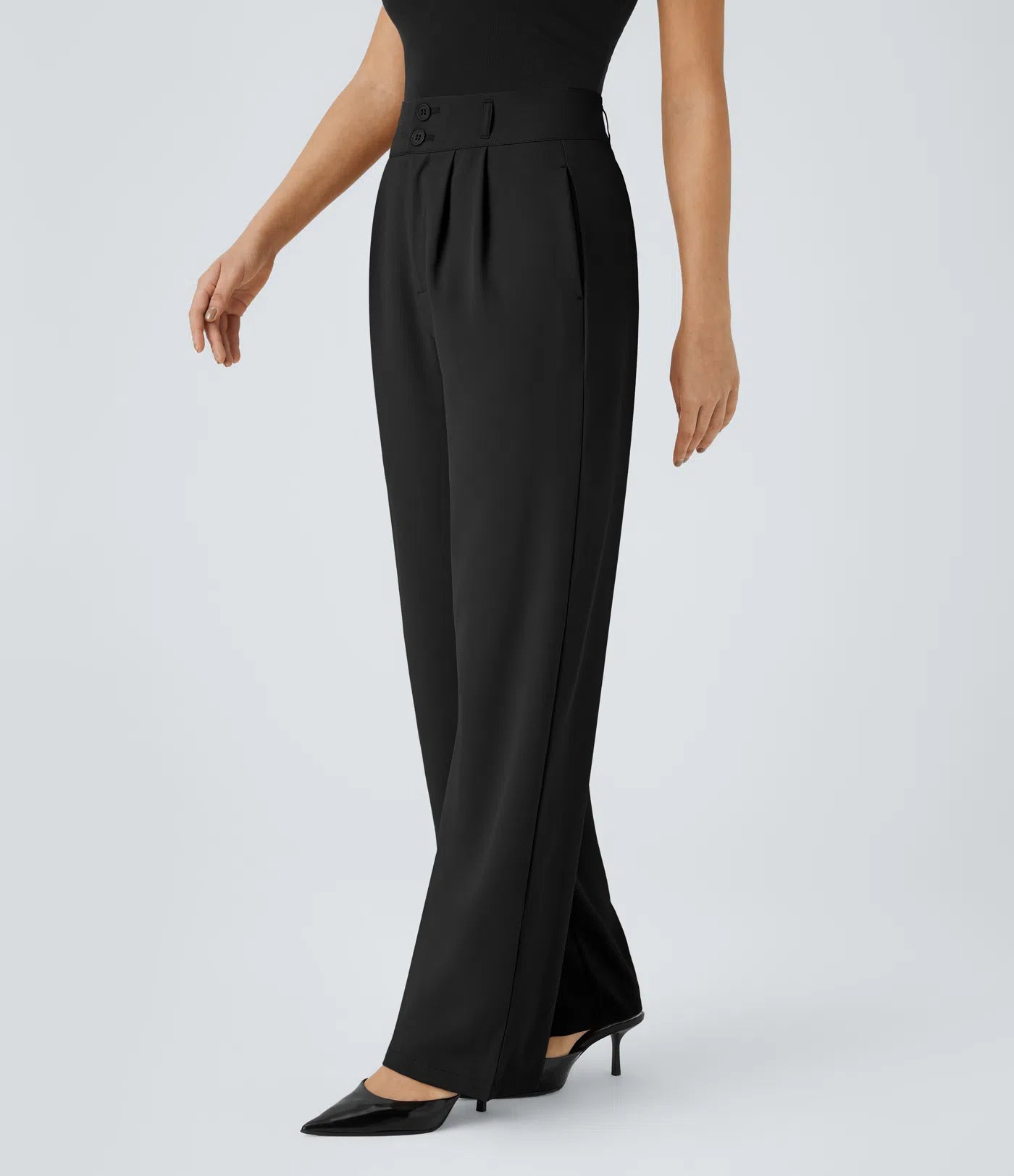 BumFlair – High Waisted Zipper Pocket Shirred Straight Leg Work Pants