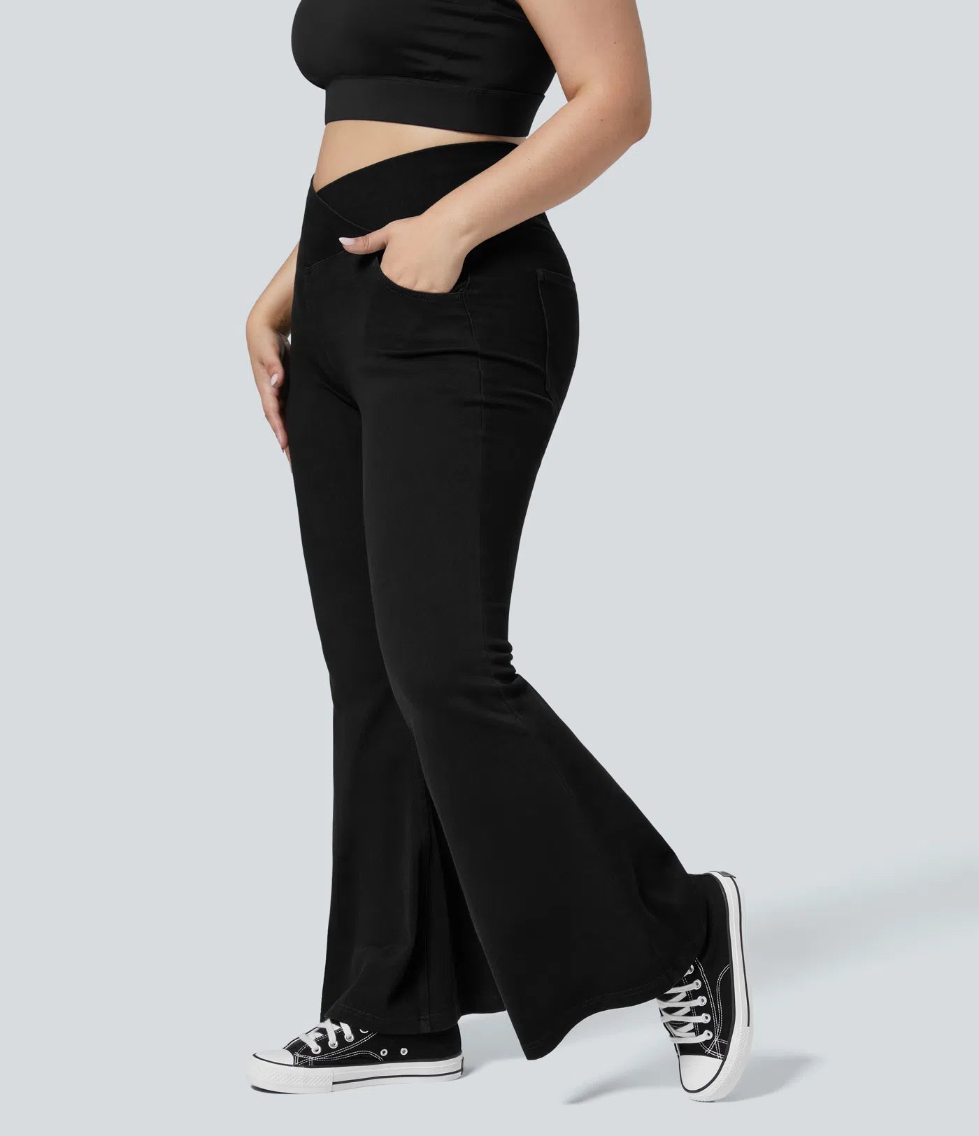 BumFlair – High Waisted Crossover Pocket Washed Casual Plus Size Jeans