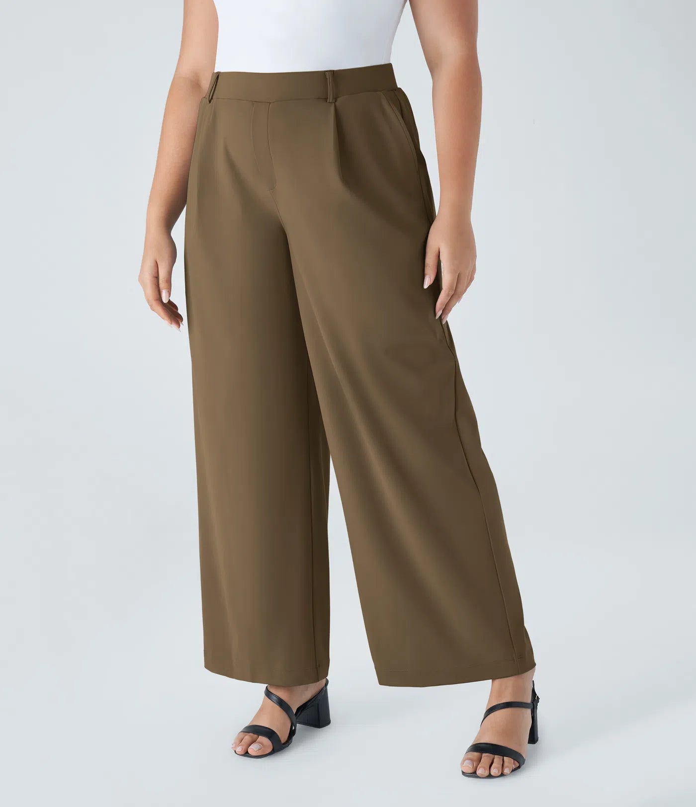 BumFlair - DayStretch High Waisted Pocket Straight Leg Work Plus Size Pants