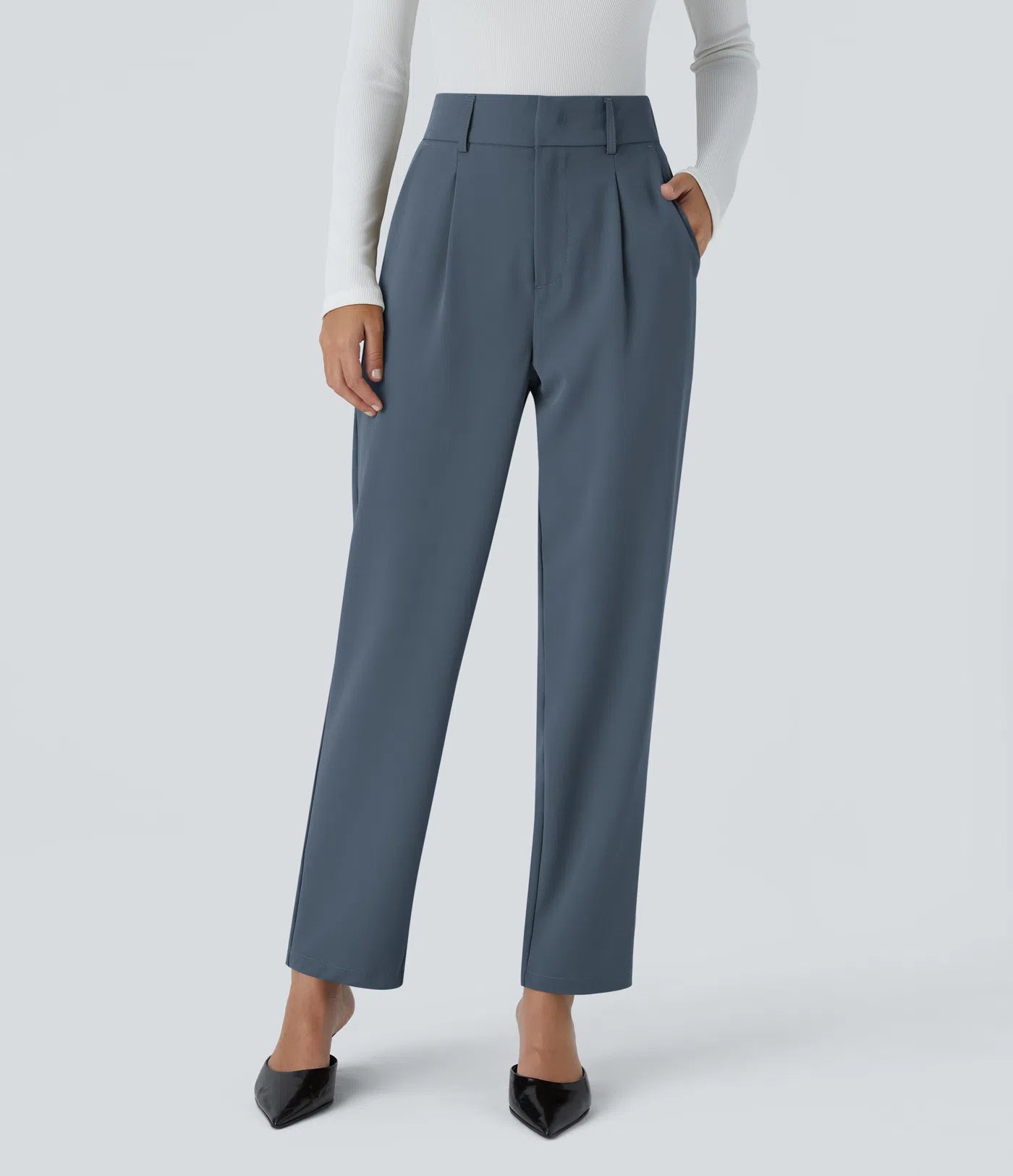BumFlair - High Waisted Pocket Solid Work Tapered Pants