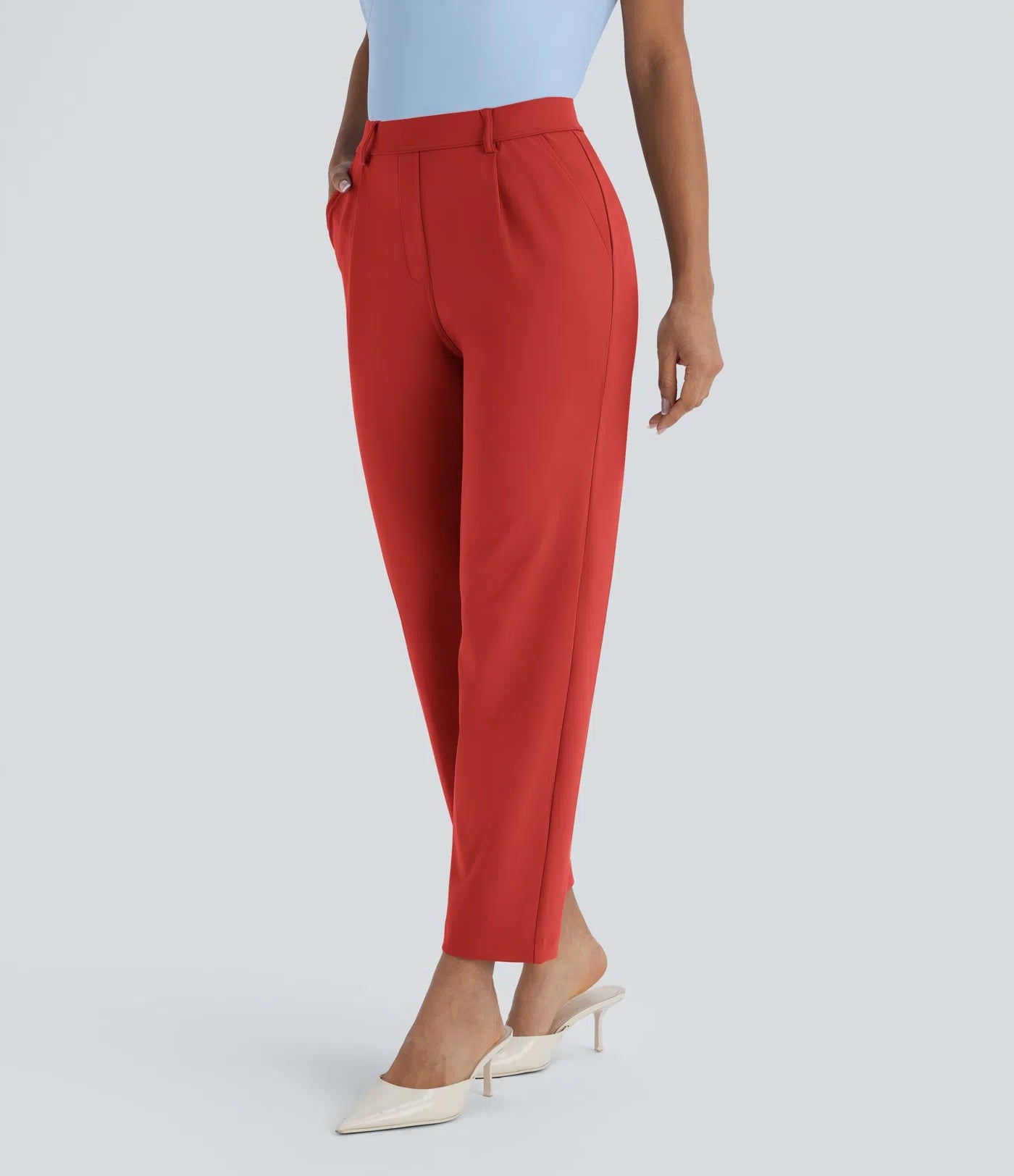 BumFlair - DayStretch High Waisted Pocket Ankle Length Tapered Work Pants